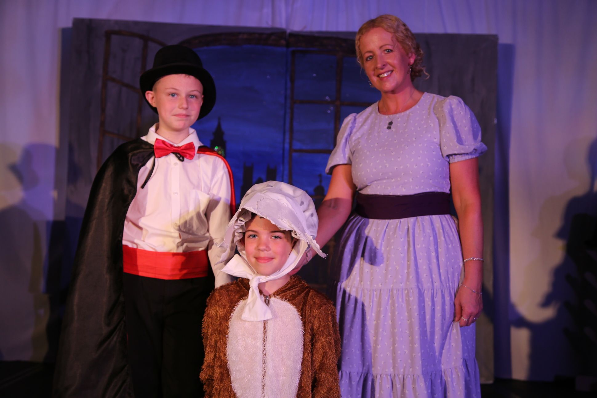 Mr and Mrs Darling with Nana: Lewis Monaghan, Joanne Connolly and Jude Campbell
