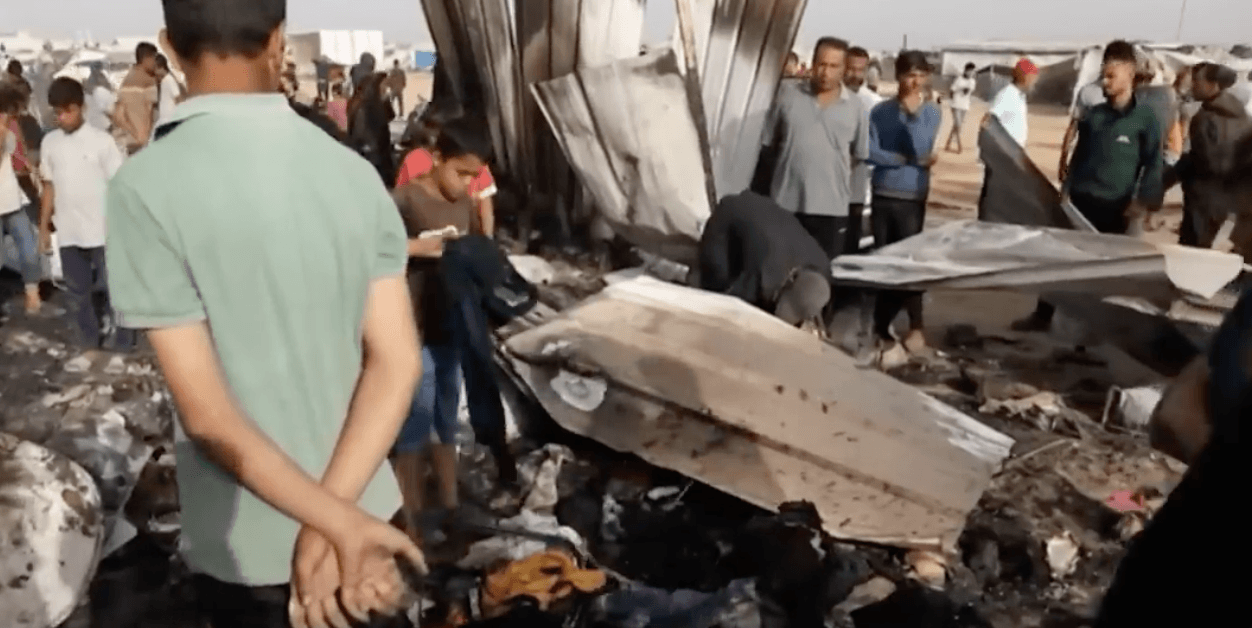 SLAUGHTER: The ruins of the Rafah tent city bombed by Israel