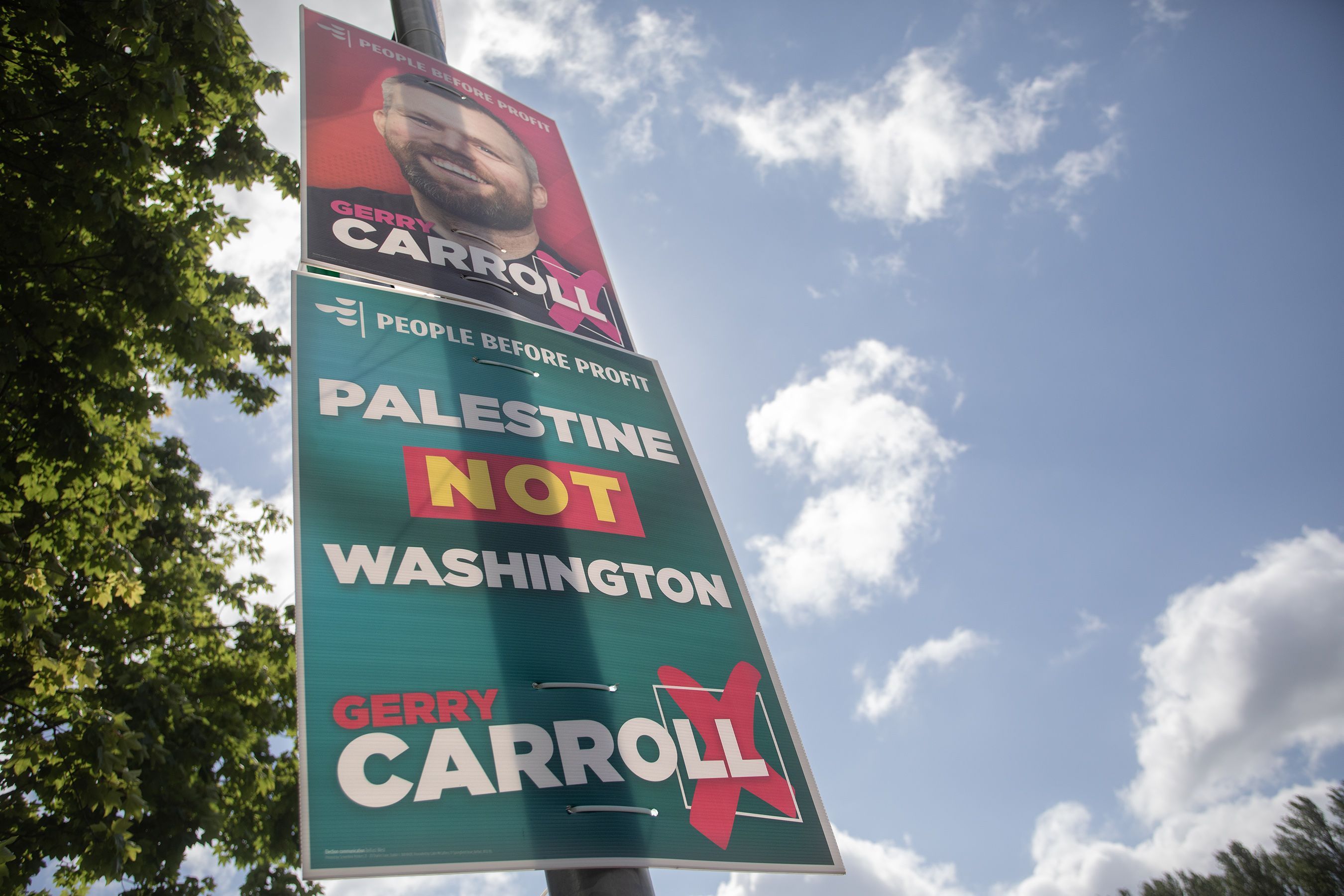 QUESTION: People Before Profit Westminster candidate Gerry Carroll\'s election posters