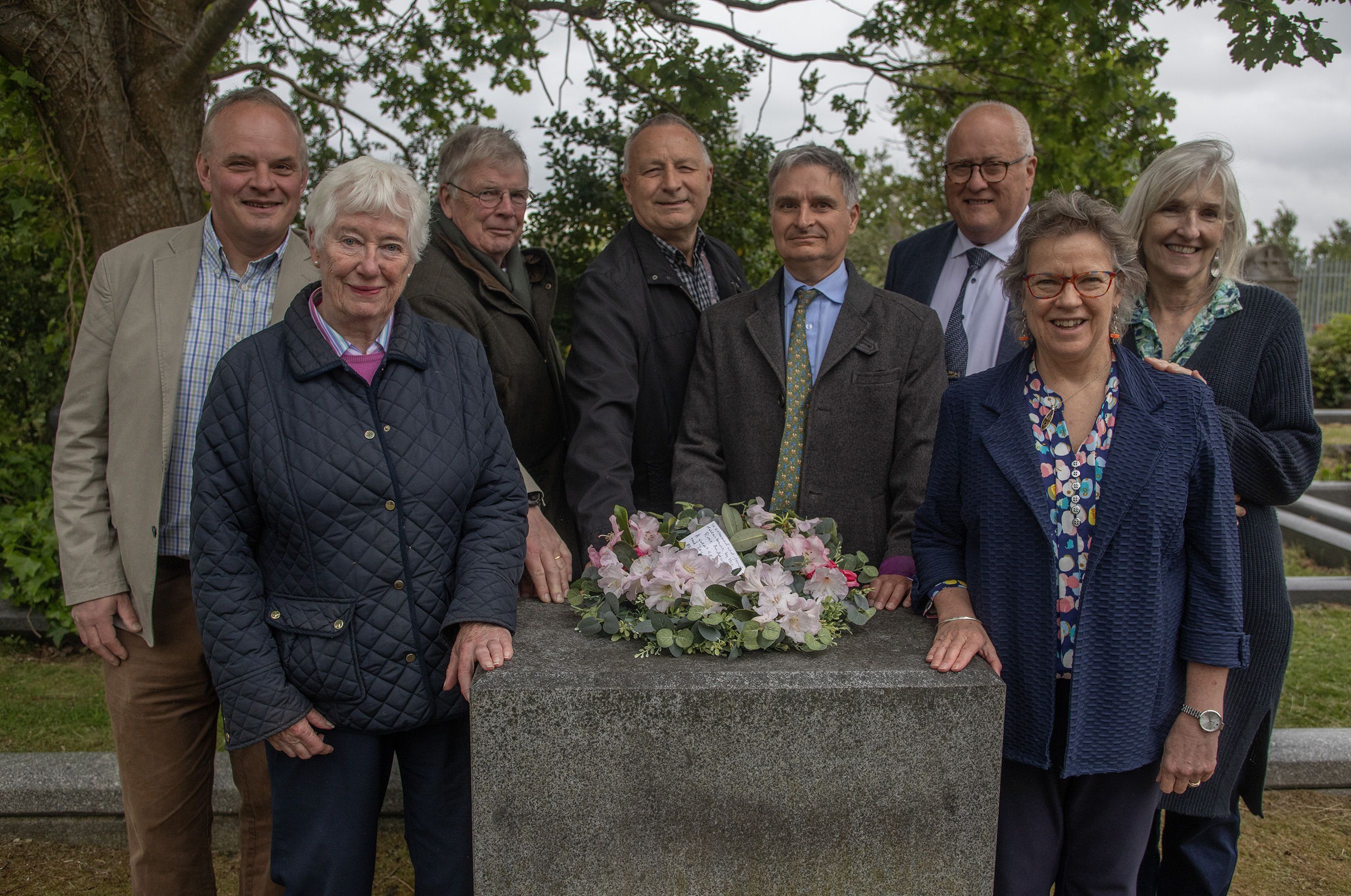 ANNIVERSARY: The descendants of William Pirrie at the family plot in the City Cemetery today