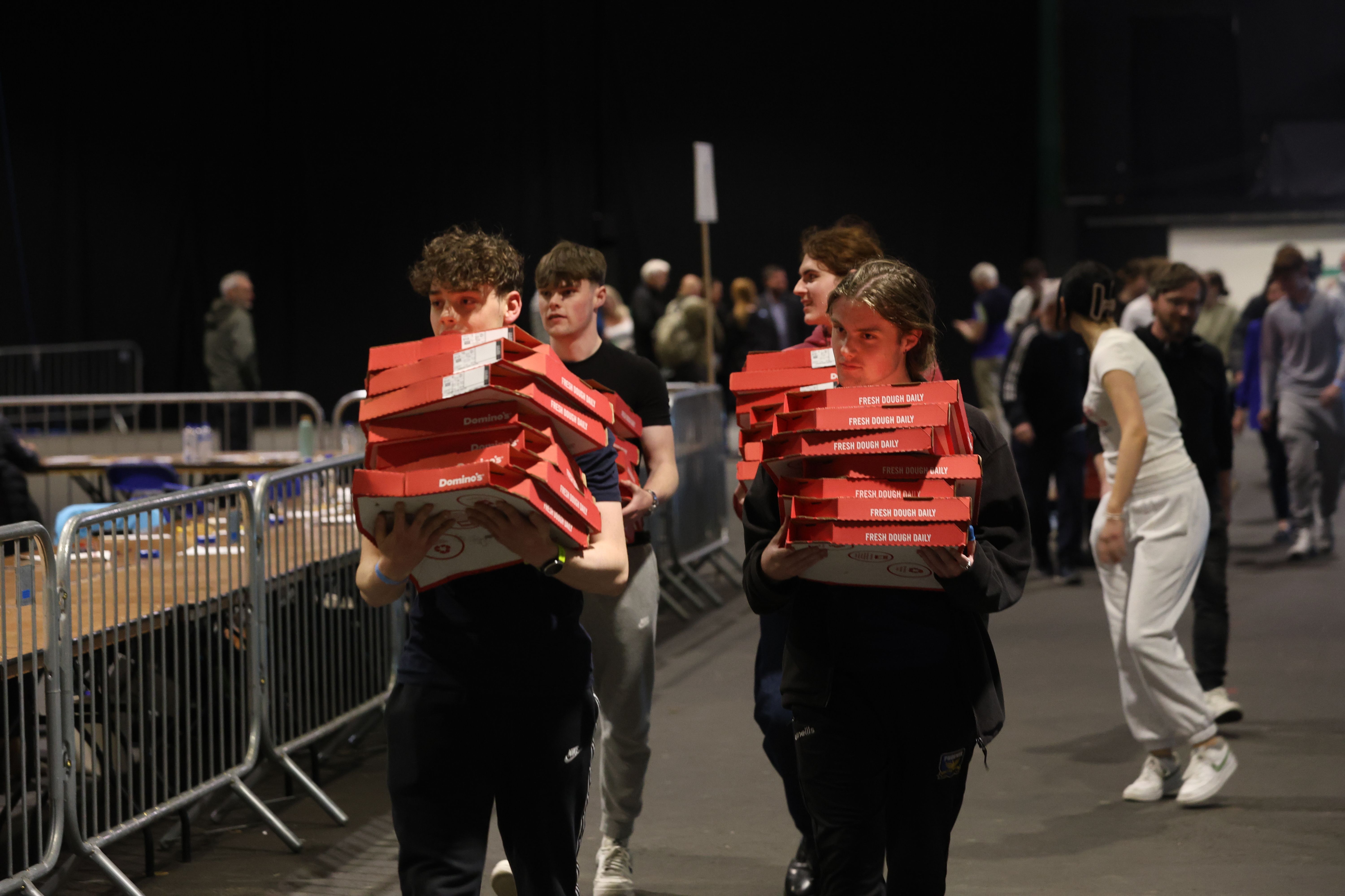 PIZZA POLL: Takeaway food was brought into the RDS as the count continued