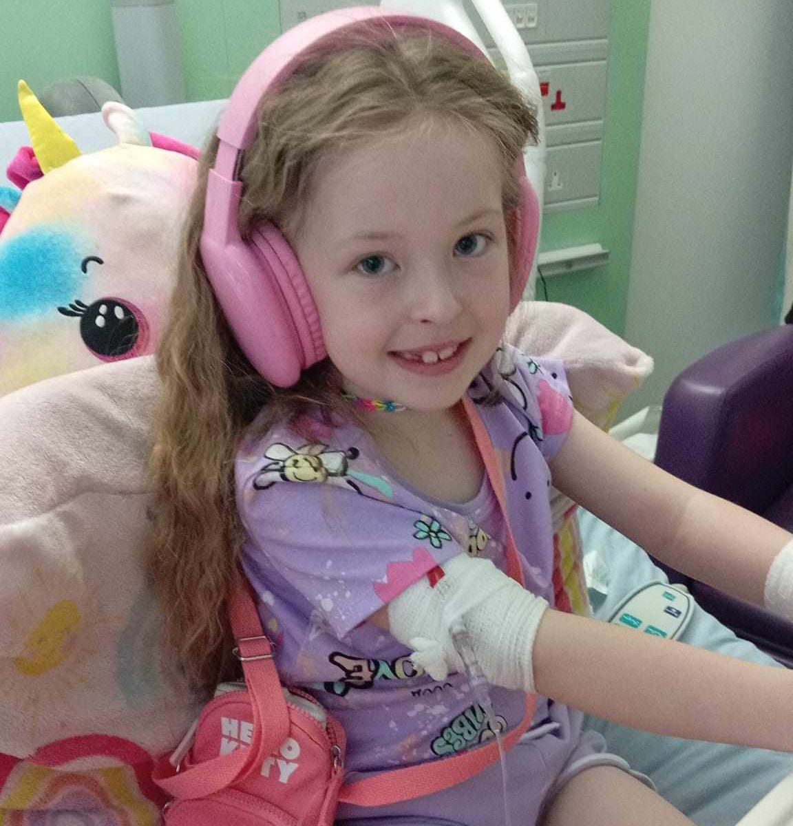 FIGHT: Gracie Doyle (7) receiving treatment in hospital