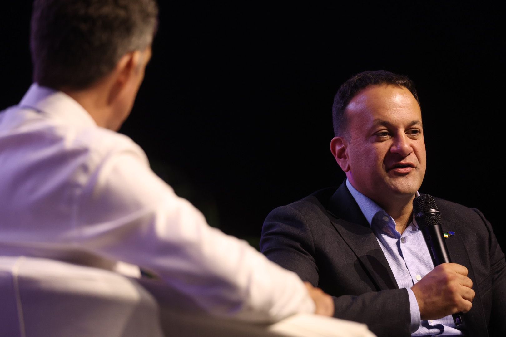 PROGRESS: Journalist Jim Fitzpatrick chats with former Taoiseach Leo Varadkar at the Ireland\'s future event