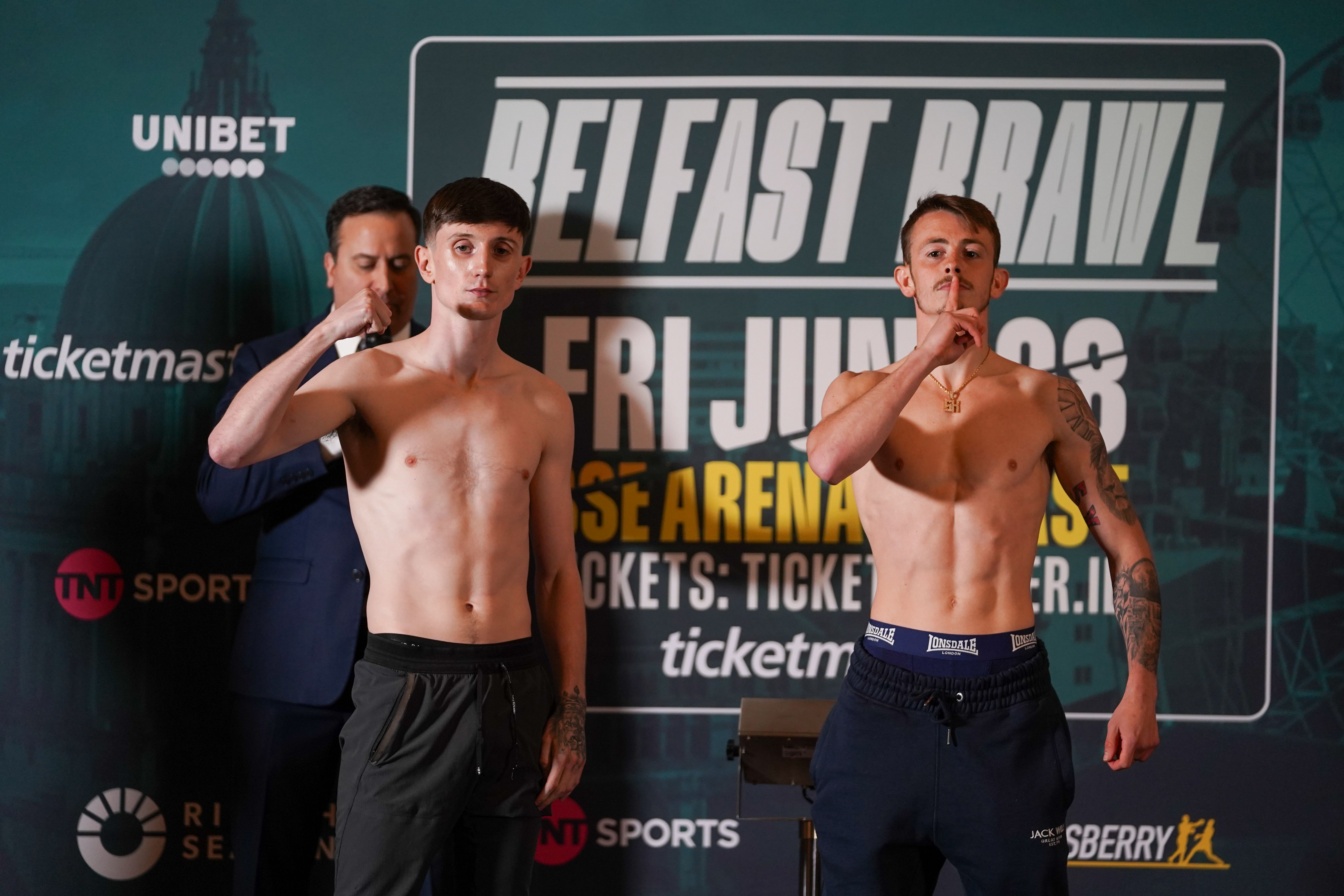Conor Quinn and Conner Kelsall at Thursday\'s weigh-in