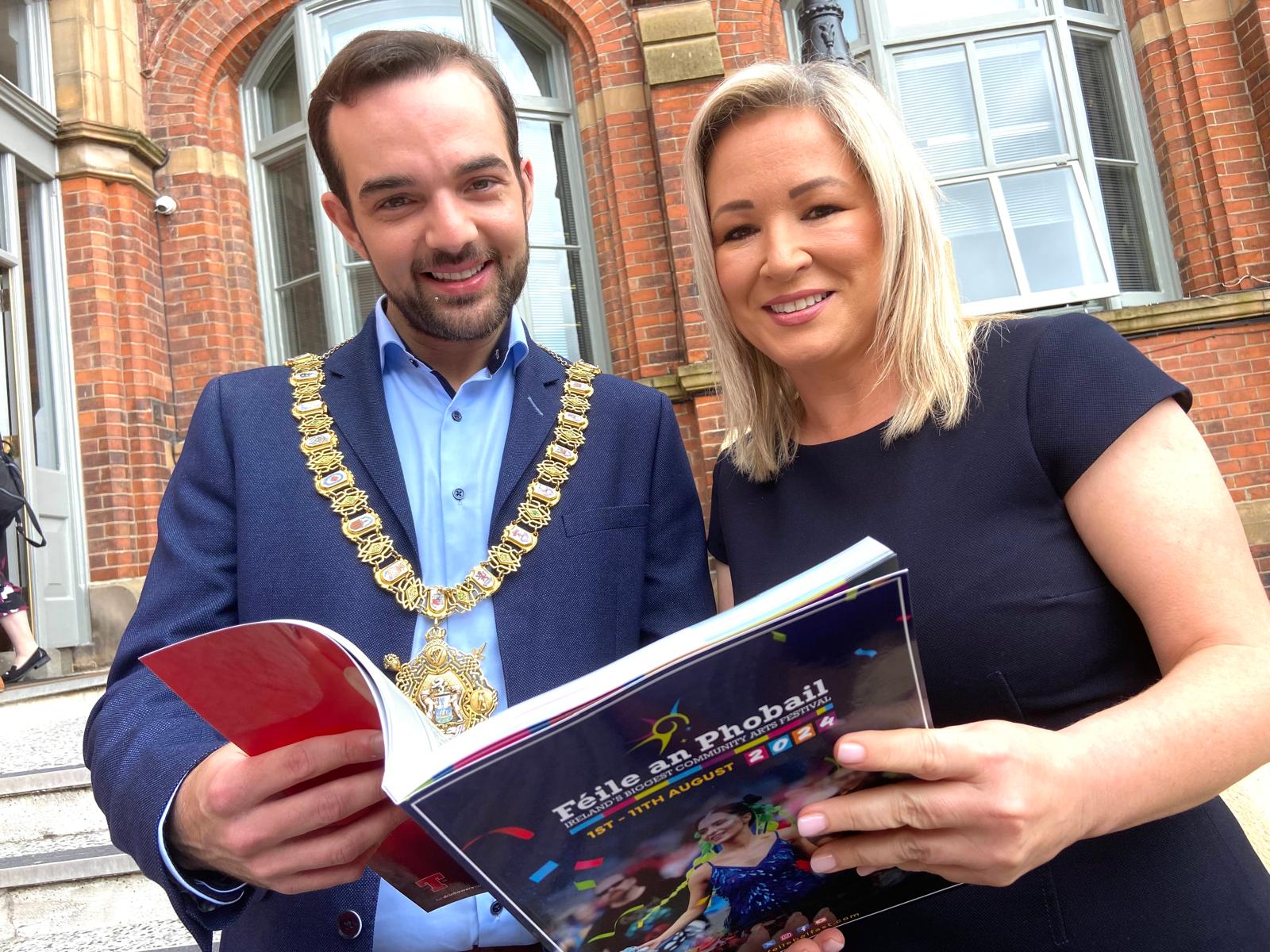 FULL TO THE BRIM: Lord Mayor Micky Murray with First Minister Michelle O\'Neill at the launch