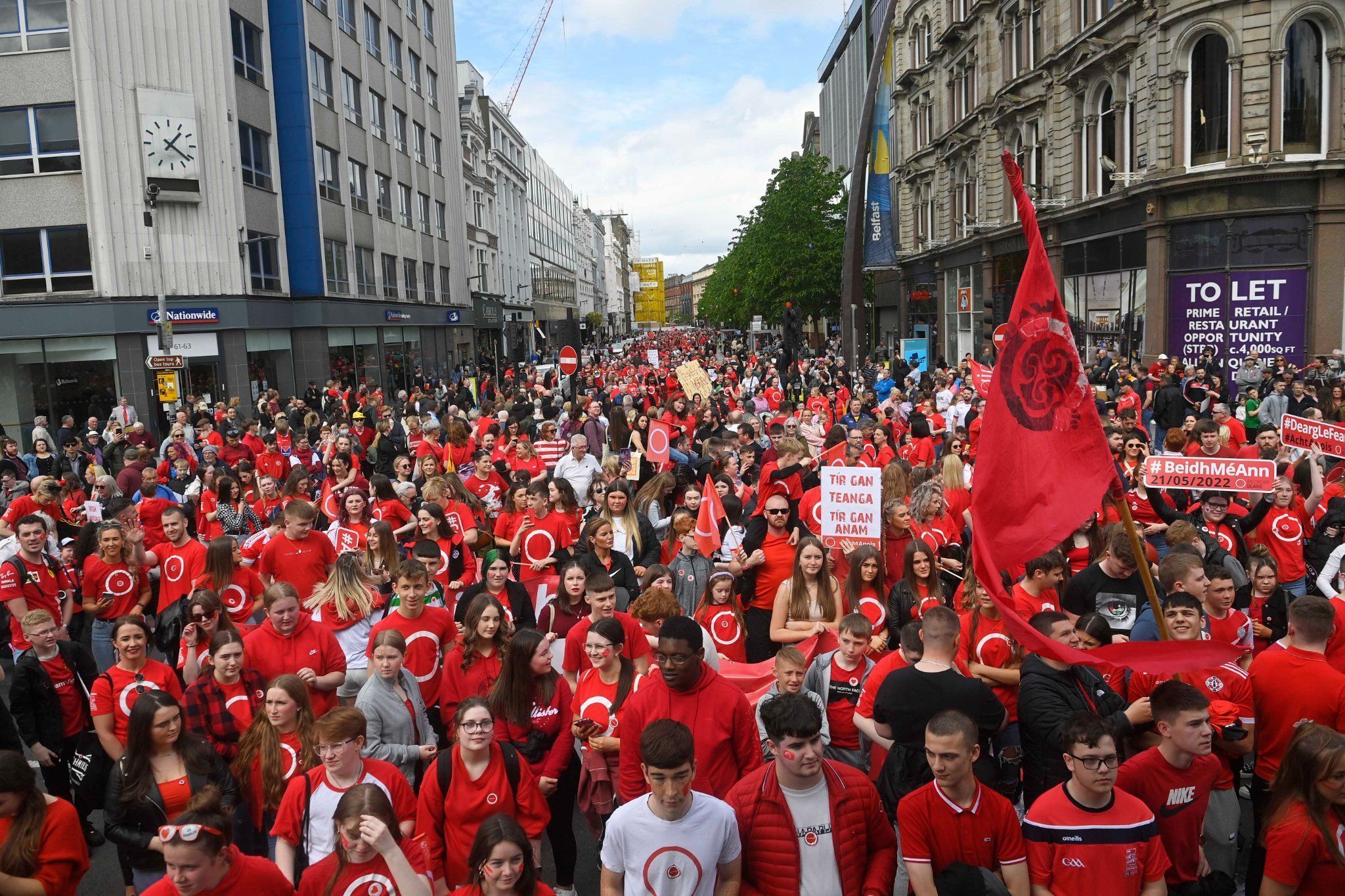 DREAM DEARG: Thousands of Irish speakers have taken to the streets of Belfast in recent years demanding rights