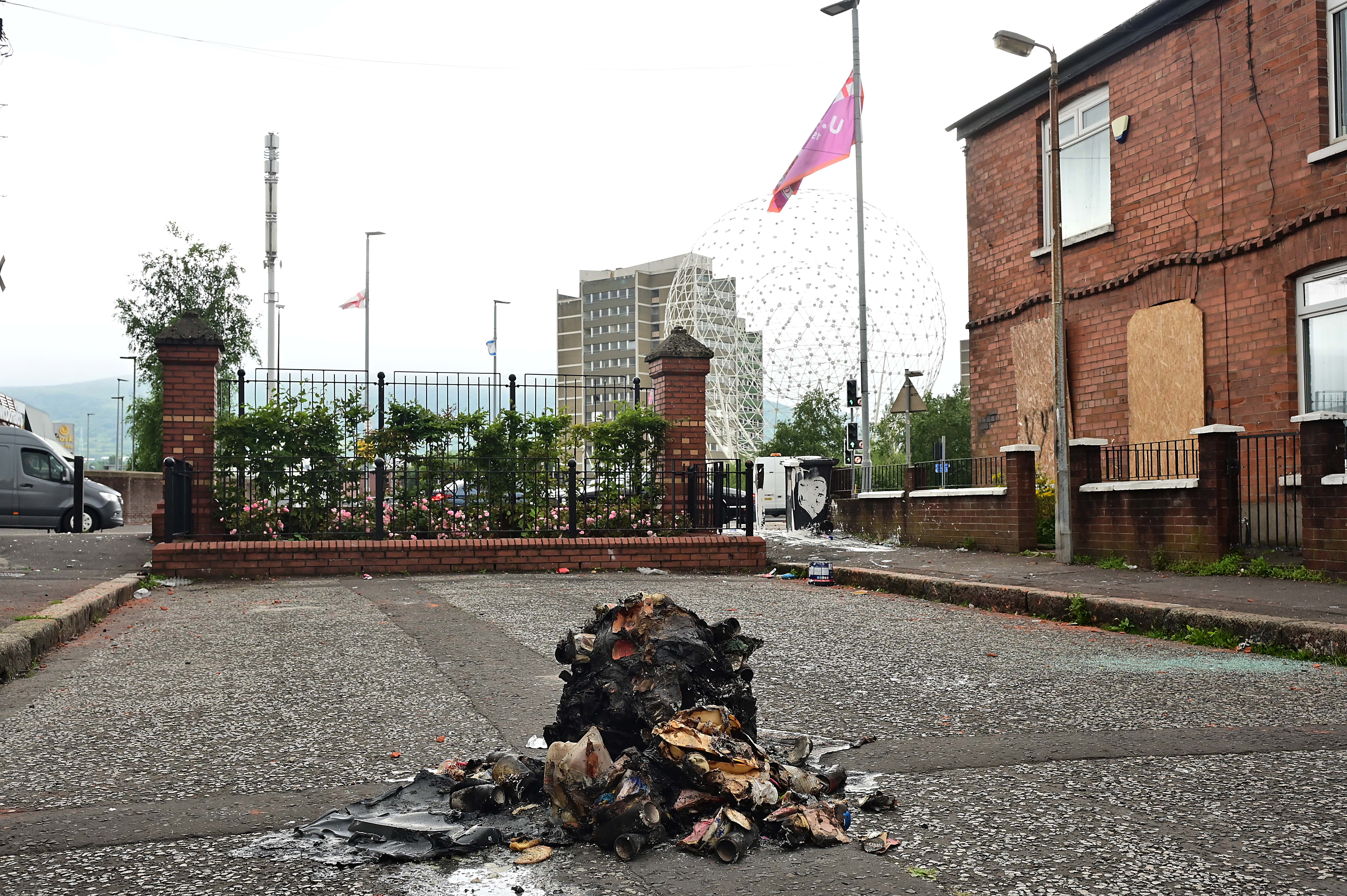 CLEAN-UP: The scene in the Broadway area on Tuesday morning