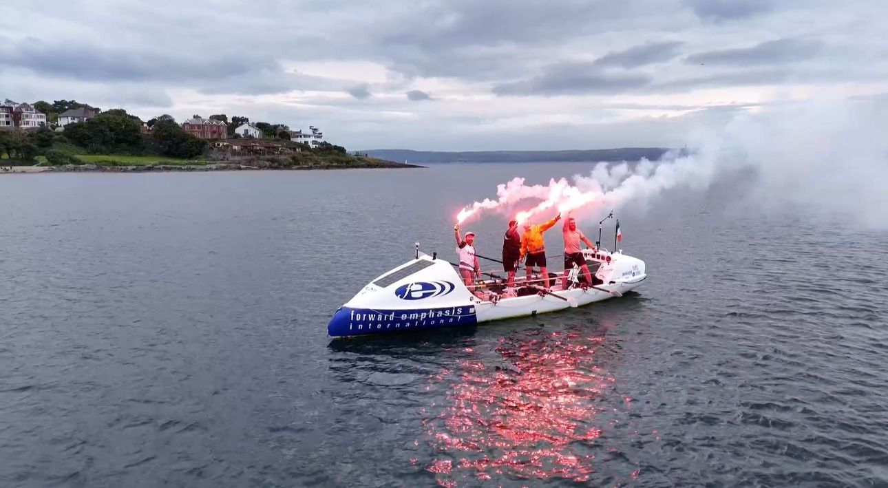 CHALLENGE COMPLETE: The rowers arrived into Bangor on Wednesday evening