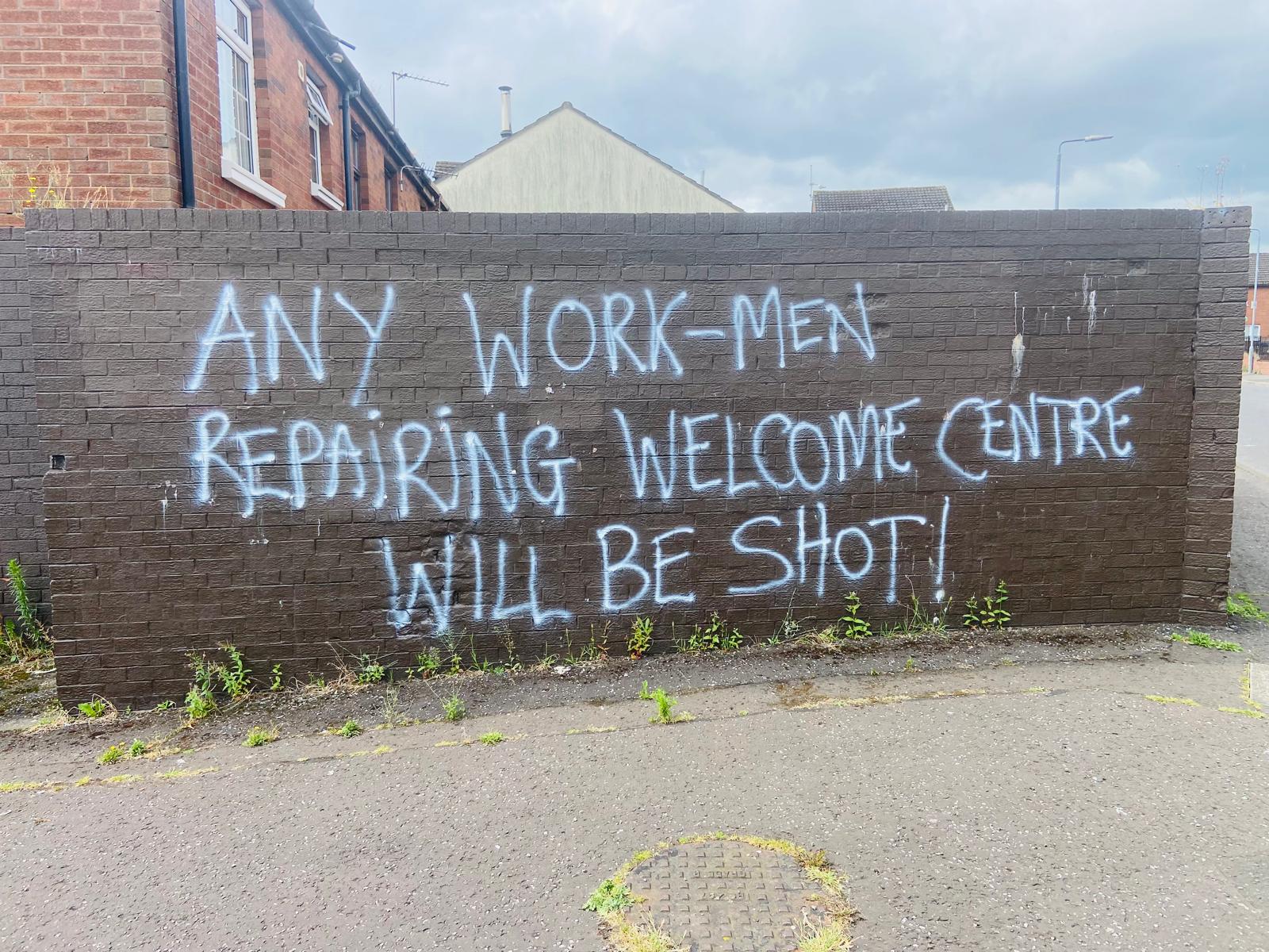 THREATENING: The graffiti that appeared on Wednesday morning