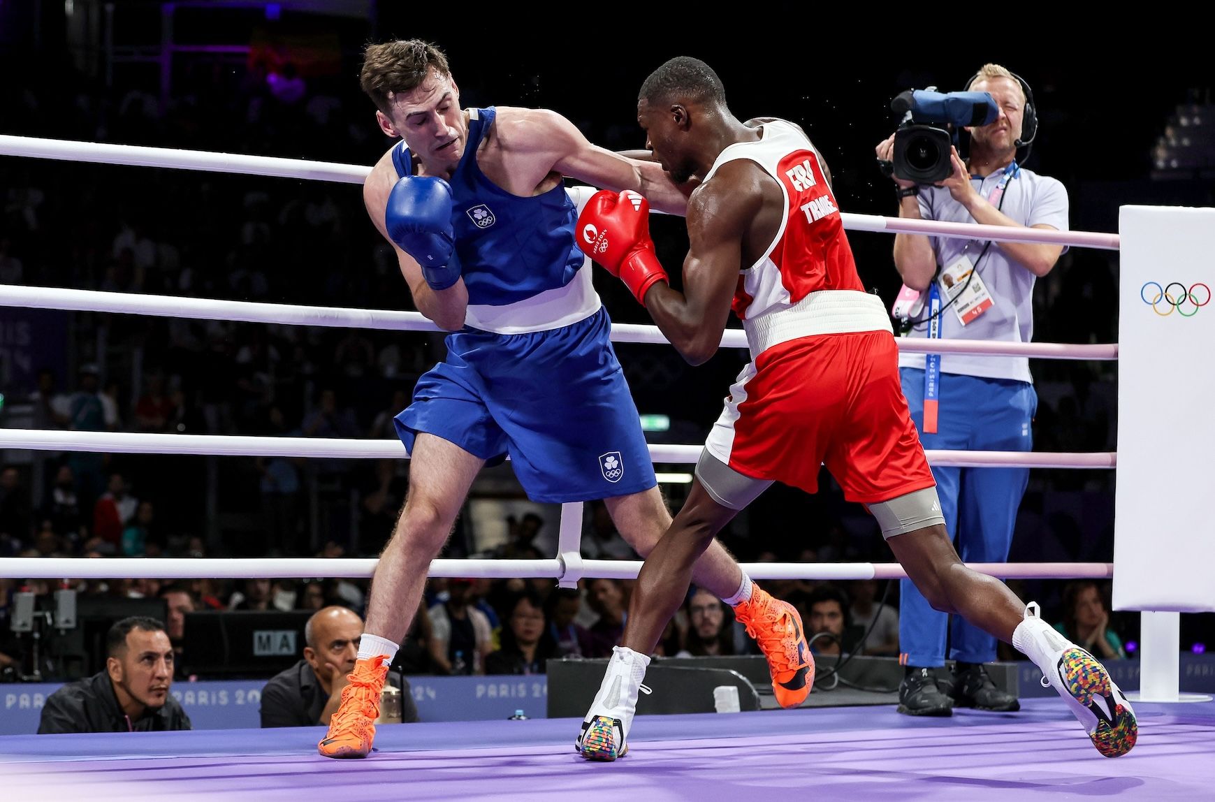 Aidan Walsh in action against Makan Traore on Sunday morning 