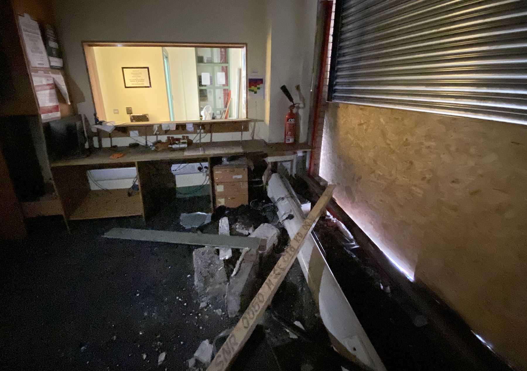 RE-LOCATION: Damage caused inside the Welcome Organisation following the recent arson attack