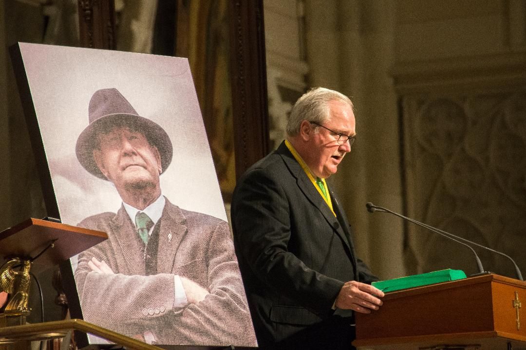 \"HE MOVES MOUNTAINS\": Seán Pender, newly-elected President of the Ancient Order of Hibernians in the US, addressing a Martin McGuinness Memorial in New York