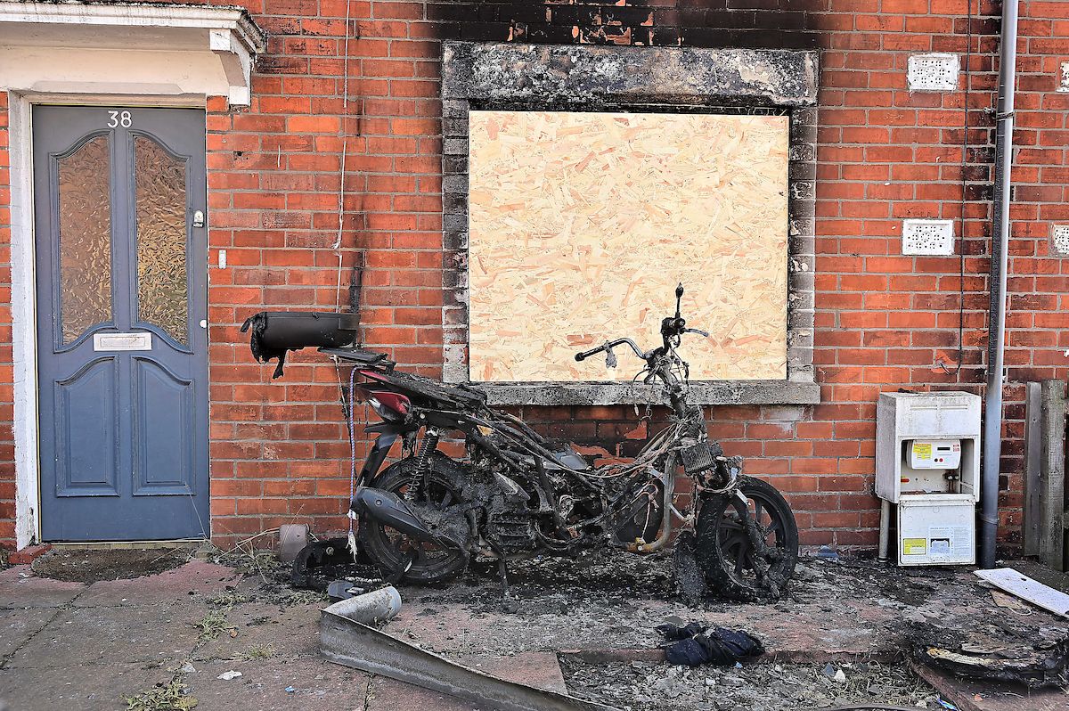 ARSON: A motorbike was set on fire during the latest racist attack in South Belfast 