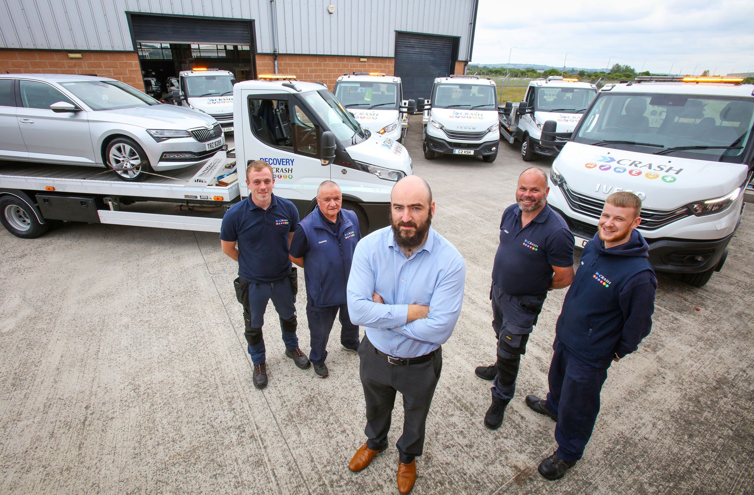 Pictured (L-R): Members of the CRASH Services Hire & Recovery Team, Brendan McGlade, Sammy Martin, Chris Harte, Aidan Rodgers and Kevin Watters. 