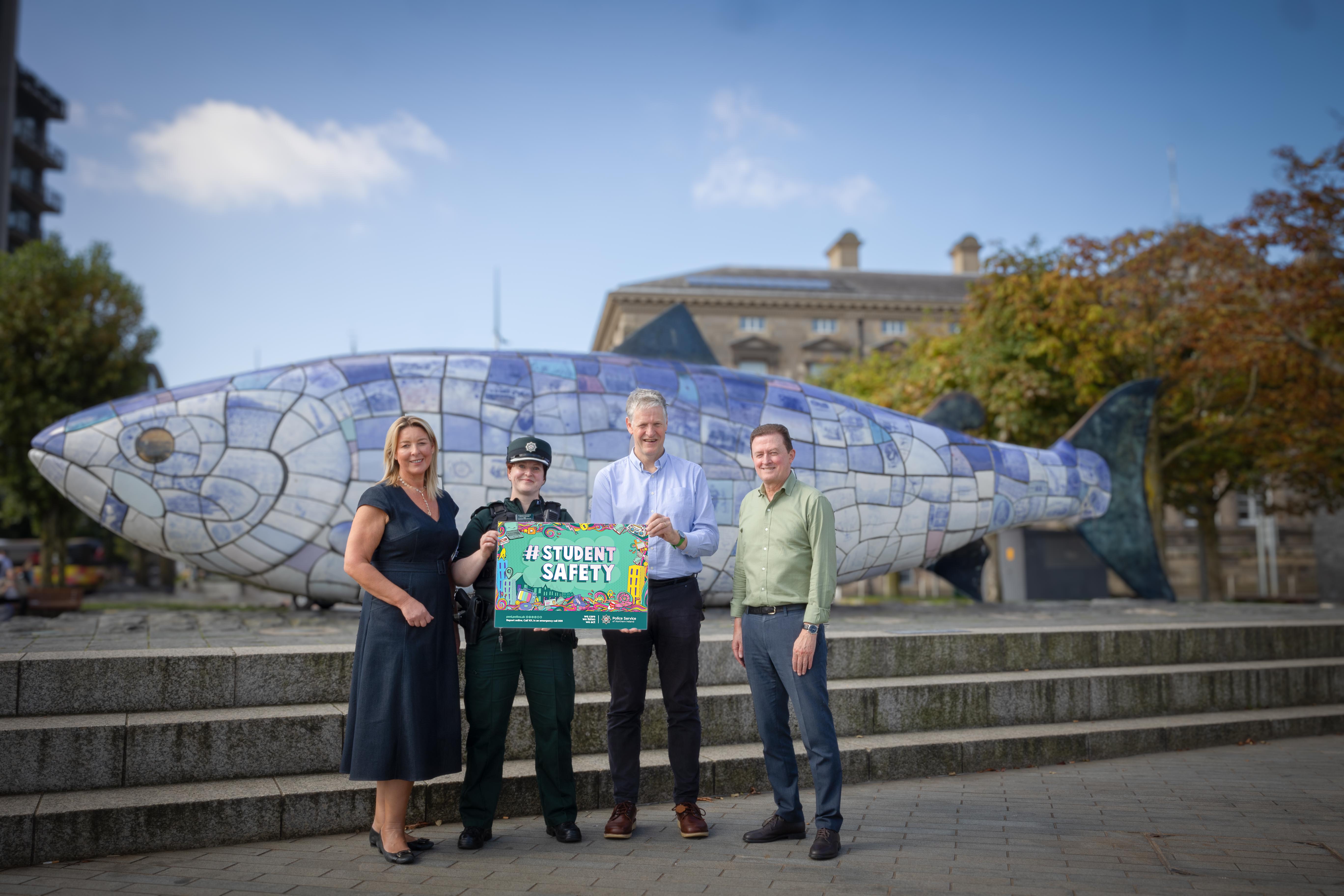 SAFETY FIRST: Caroline Young, Queen’s University Belfast; Superintendent Finola Dorna; Duncan Morrow, Ulster University; and Dee McDowell, Belfast Met