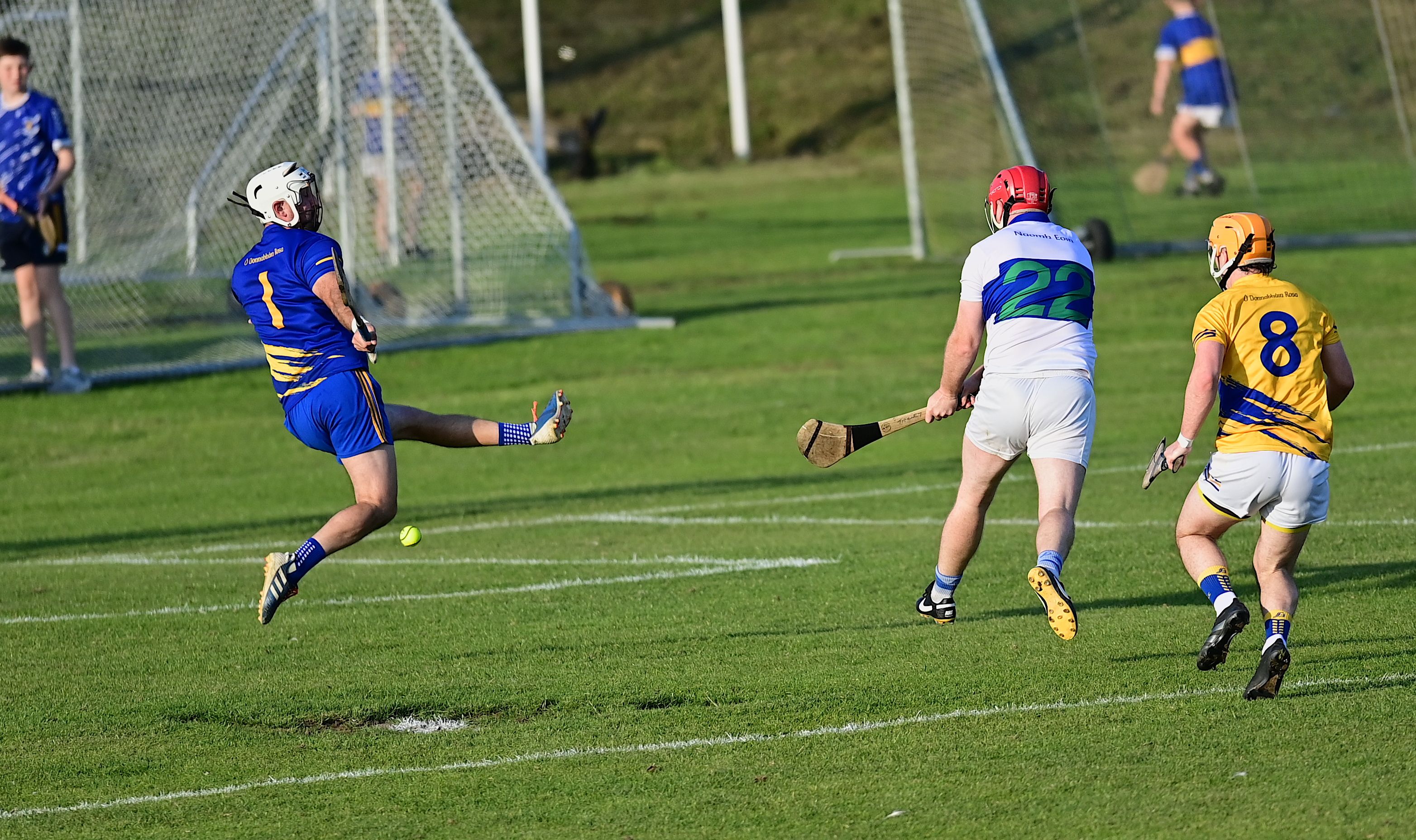 Stephen Tierney tucks away the St John\'s goal in the first half