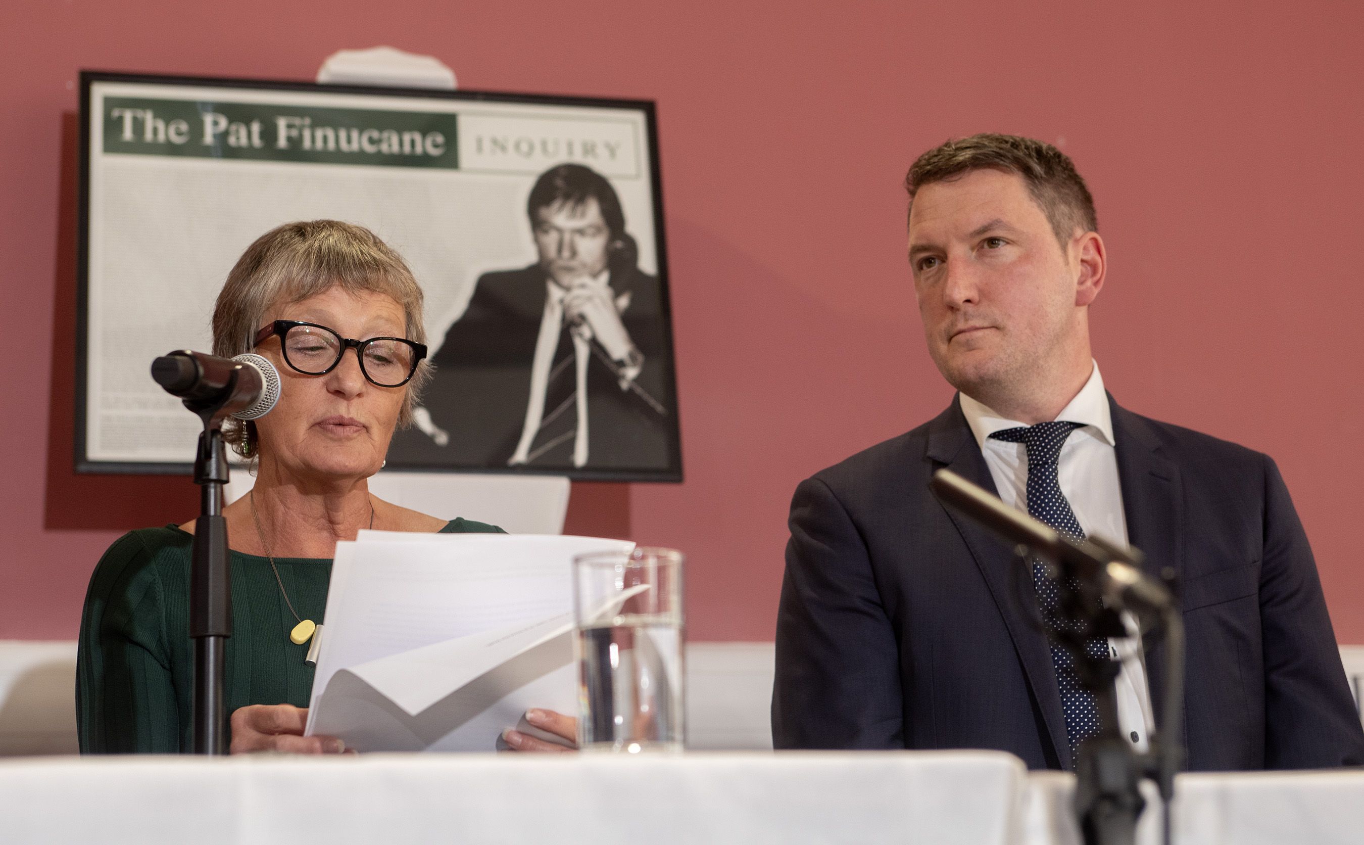 LANDMARK: Geraldine Finucane and her son John at a press conference in the wake of the Hilary Benn public inquiry announcement