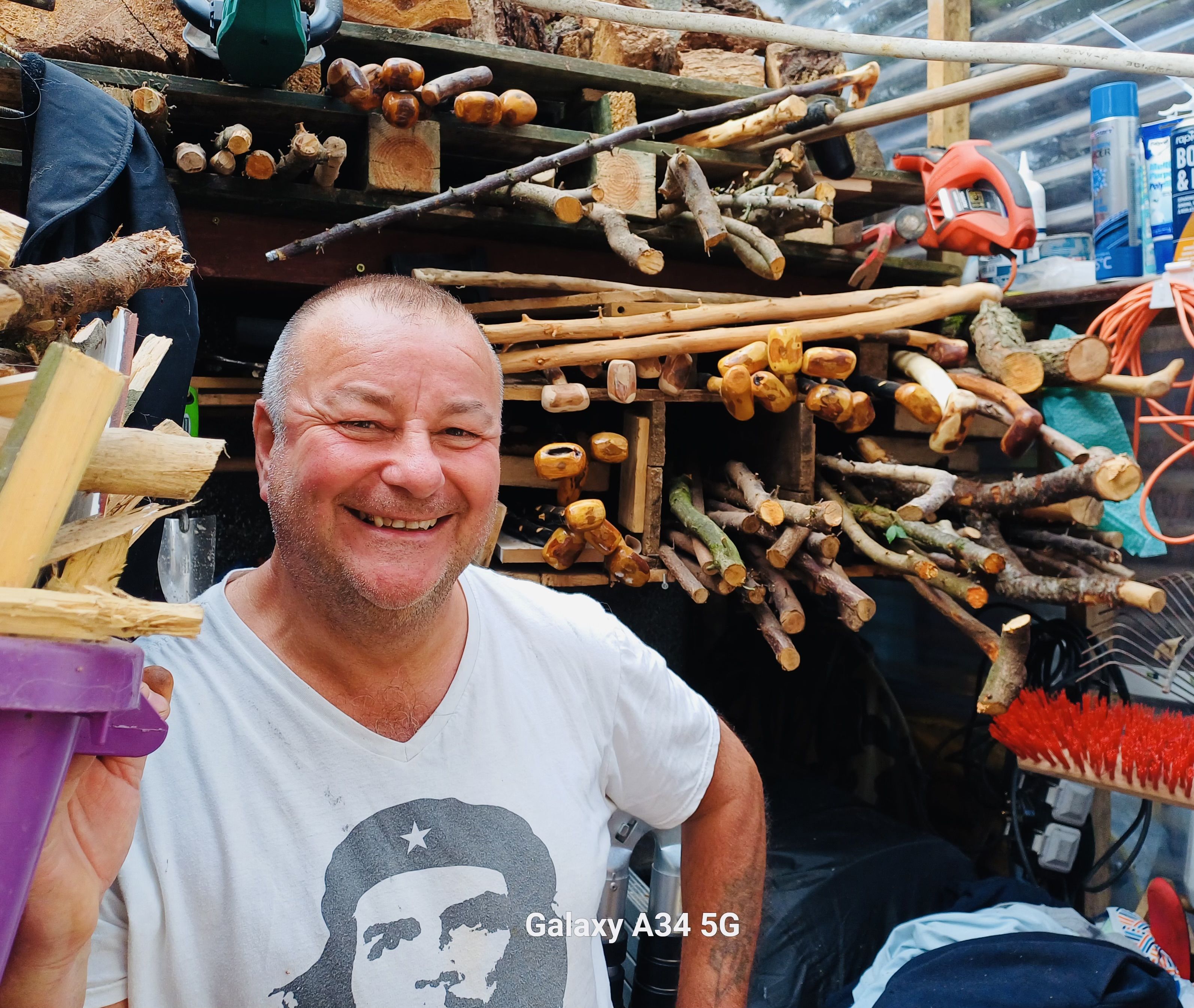 WORKSHOP: Aidan Bradley surrounded by blackthorns at various stages of manufacture