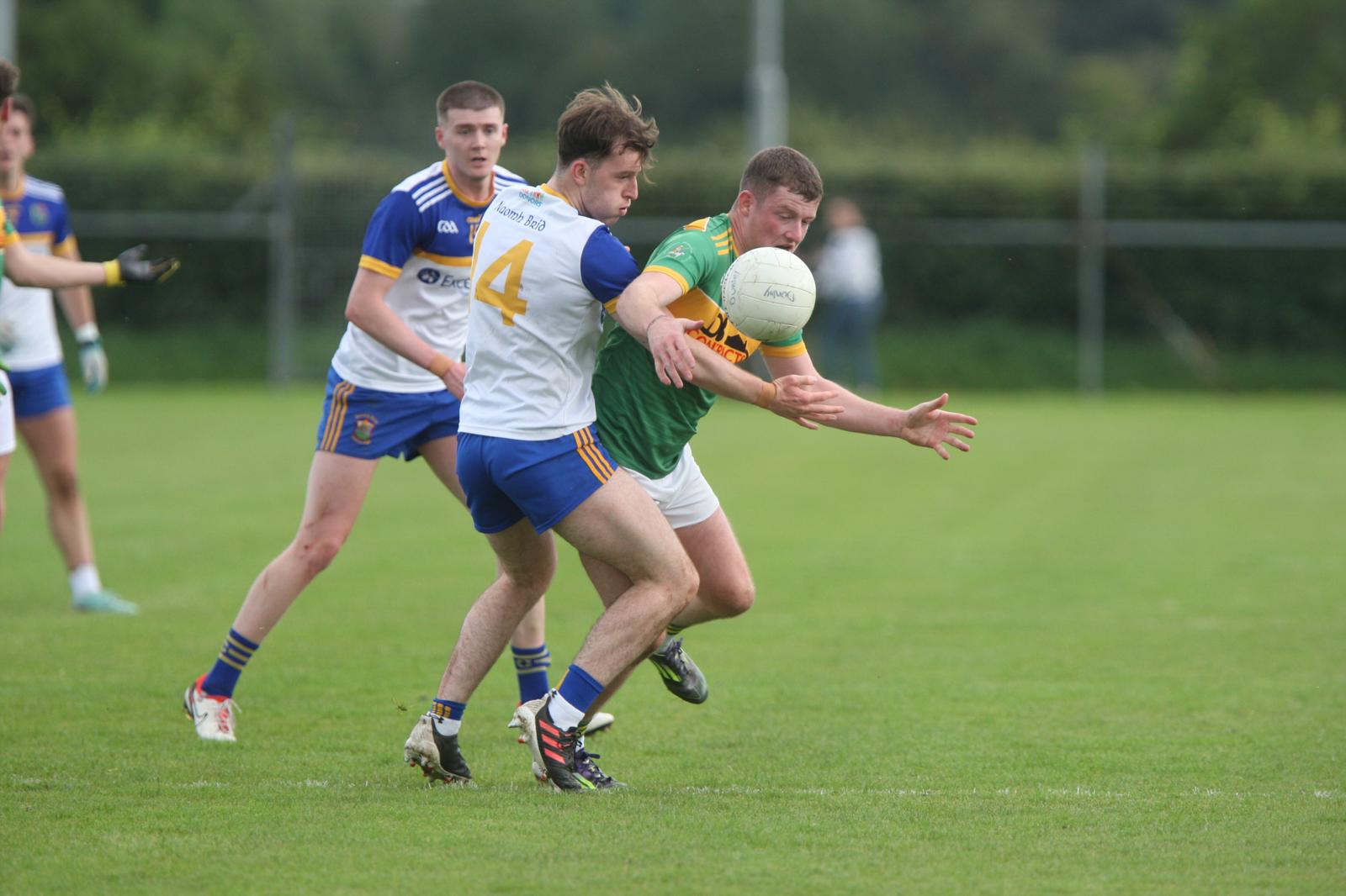 Shay Campbell challenges Dunloy\'s Keelan Molloy on Sunday 