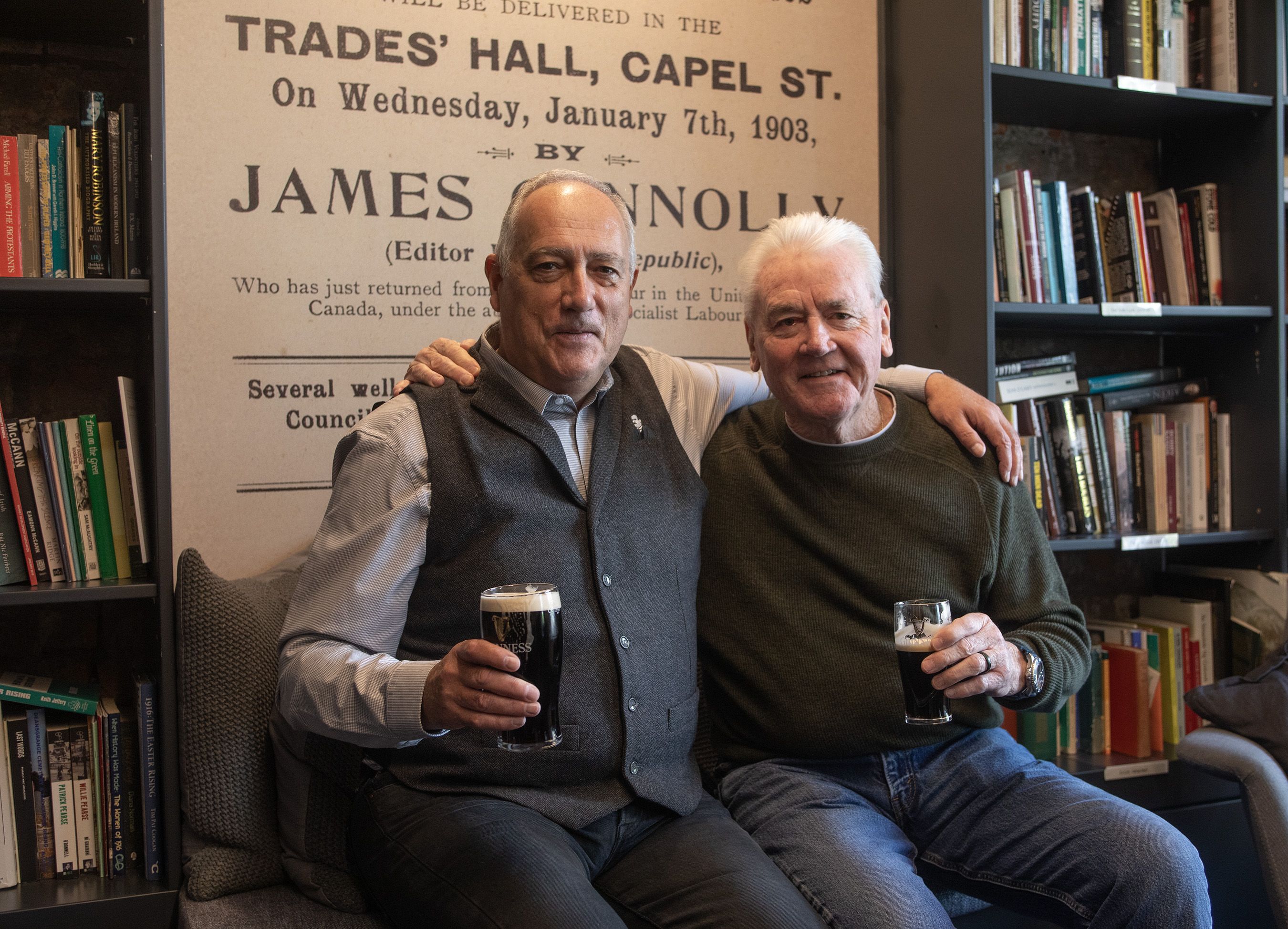 VISIT: Séanna Walsh (Manager of Áras Uí Chonghaile) and Terry O\'Sullivan, former member president of Laborers\' International Union of North America (LIUNA)