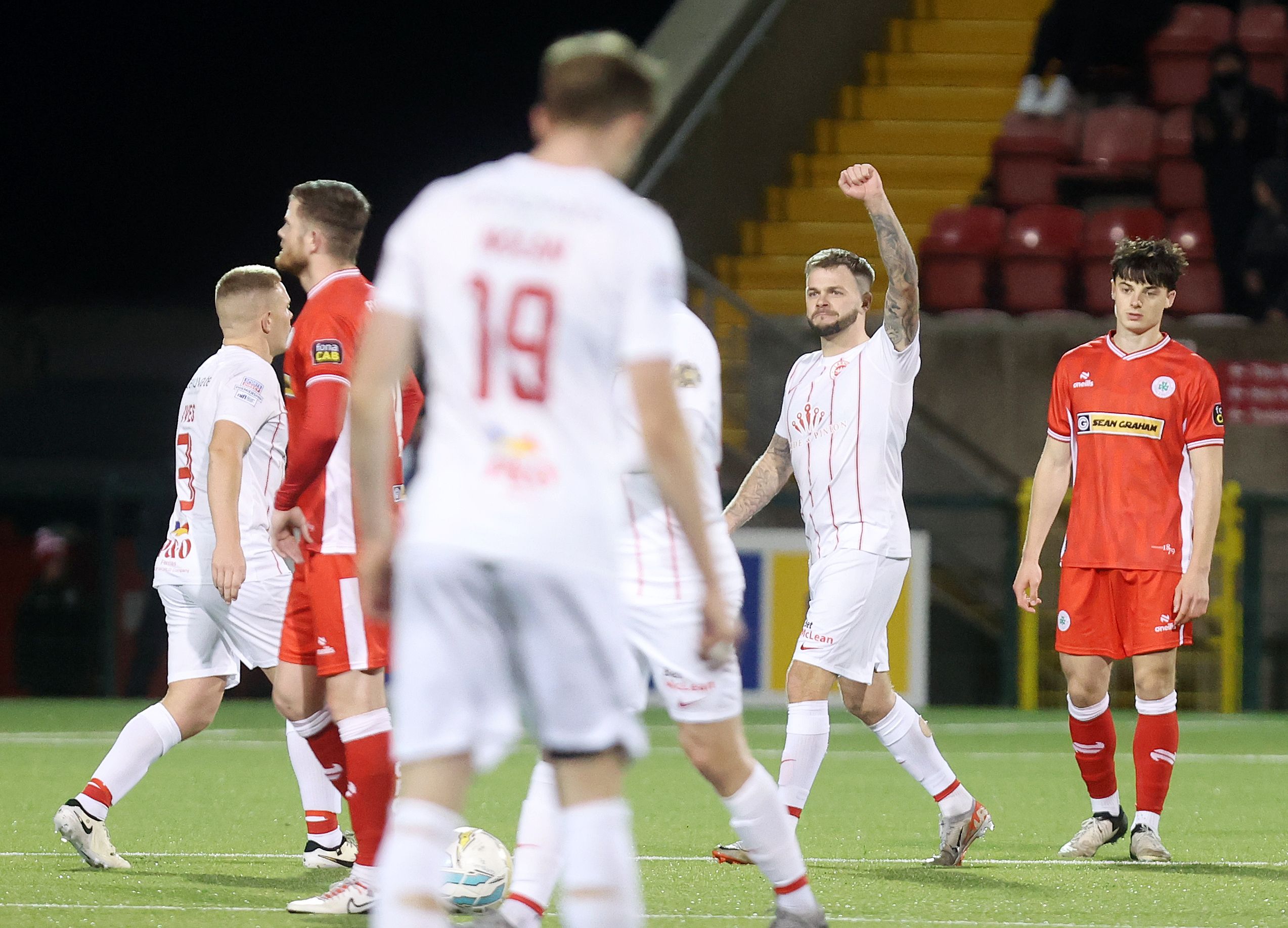 Andy Ryan celebrates scoring a penalty on Friday 