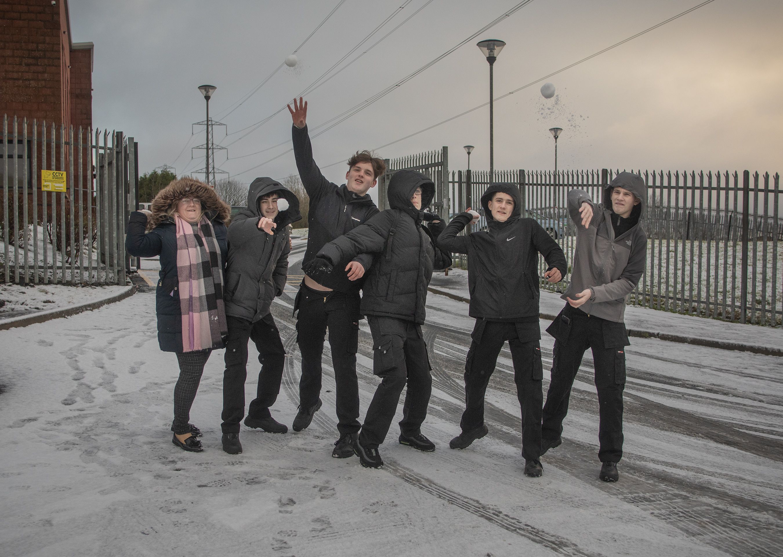 SNOW FUN: Happy La Salle pupils enjoying the snow on Tuesday morning 