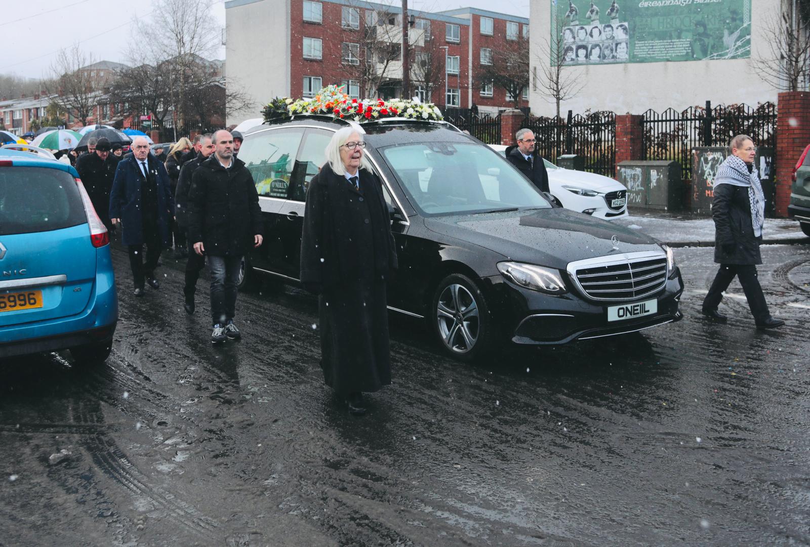 FINAL JOURNEY: The funeral of Ted Howell took place in West Belfast on Tuesday morning