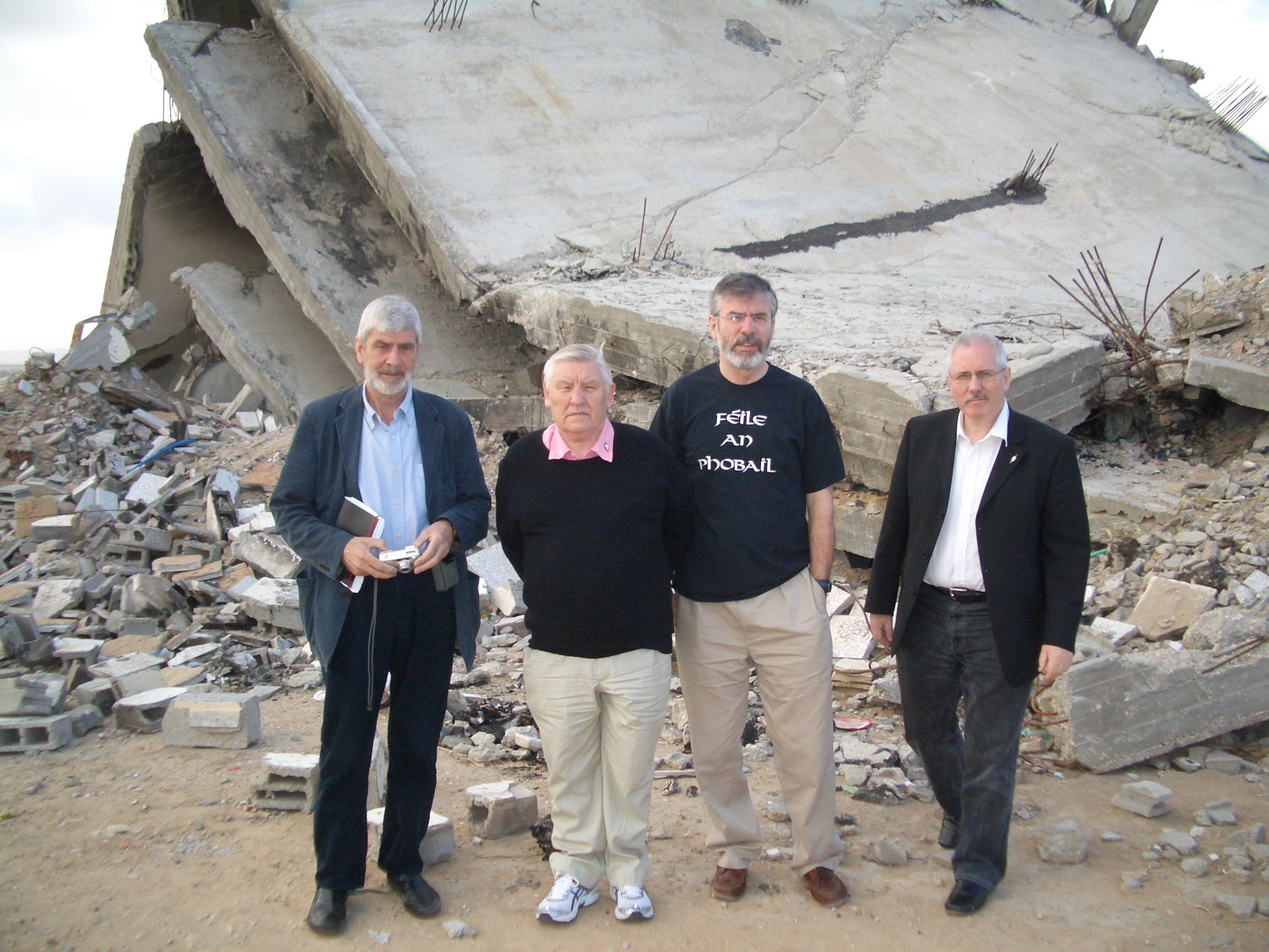 COMRADE: Ted Howell, Harry Thompson, Gerry Adams and Richard McAuley, part of a Sinn Féin delegation to Gaza in 2009