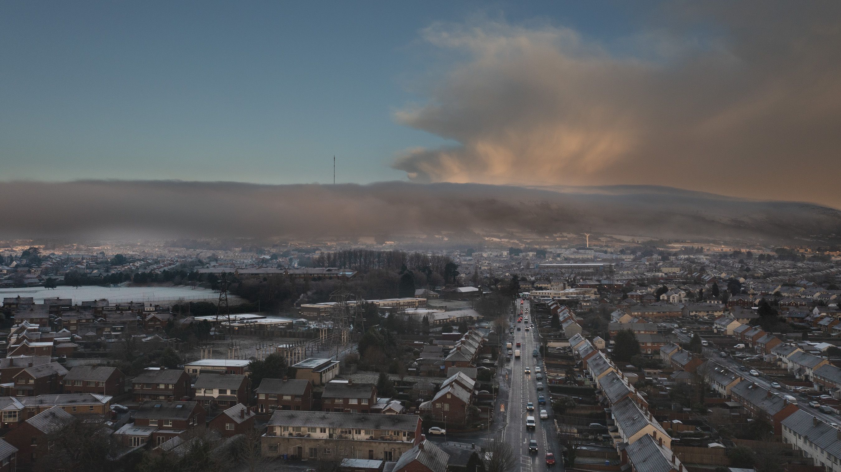 FROZEN: Looking up towards Black Mountain from a chilly Finaghy Road North