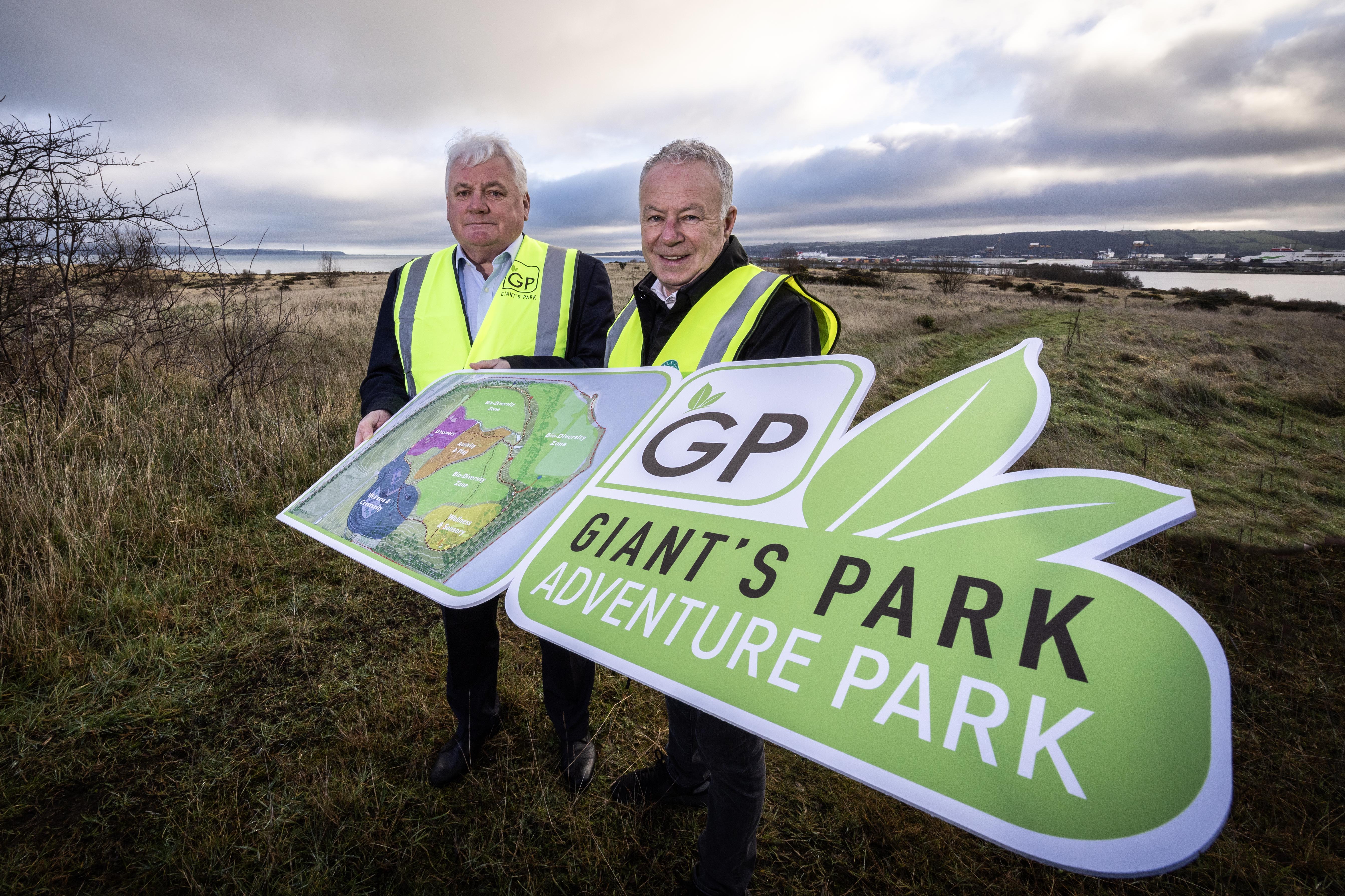 PLANS: Kevin McKay (Chief Executive of Giant’s Park Belfast Limited) and John Walsh (Chief Executive of Belfast City Council) at Giant’s Park