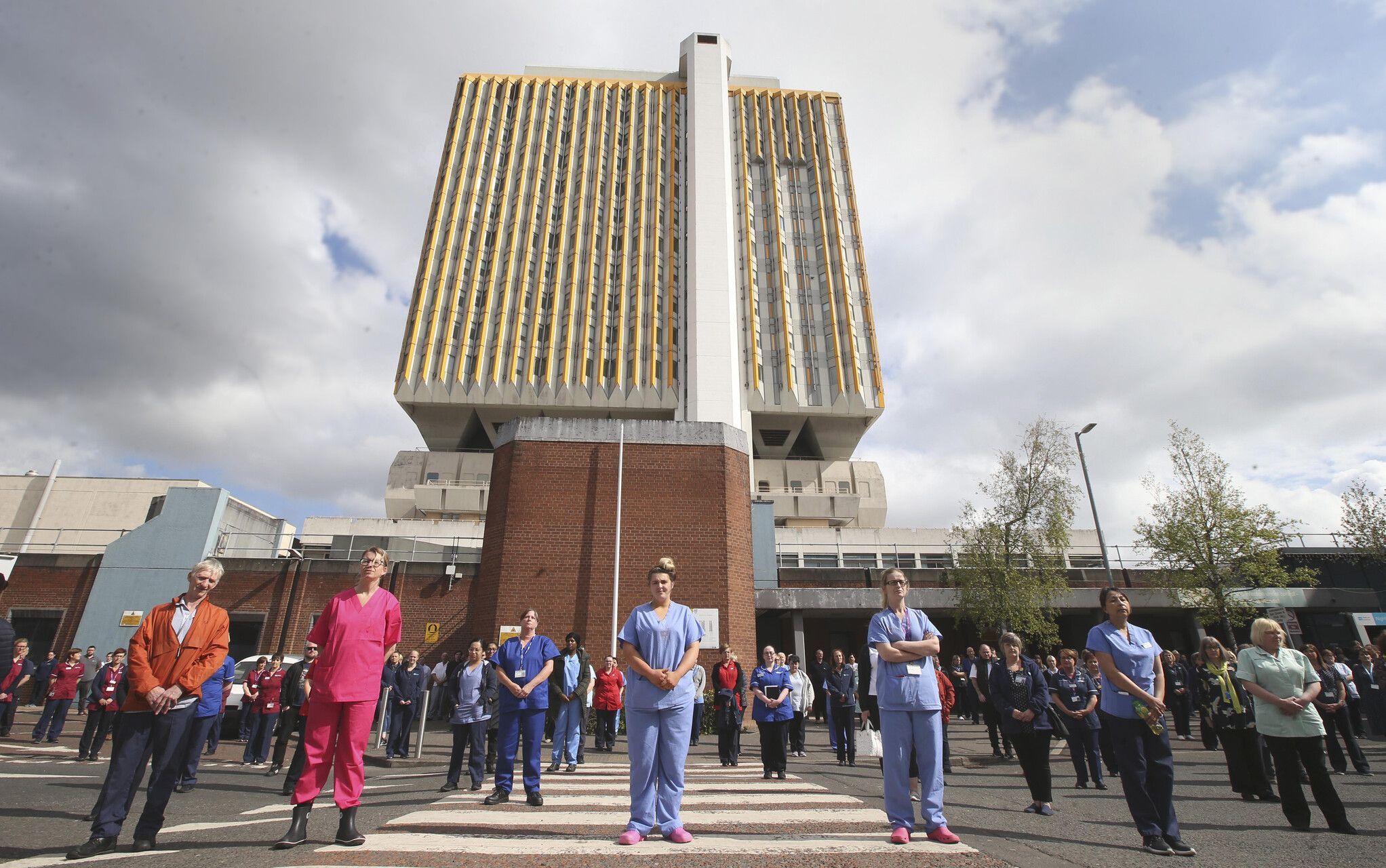 TOUGH TIMES: Staff at the City Hospital observe a minute\'s silence during the COVID crisis of 2020. 