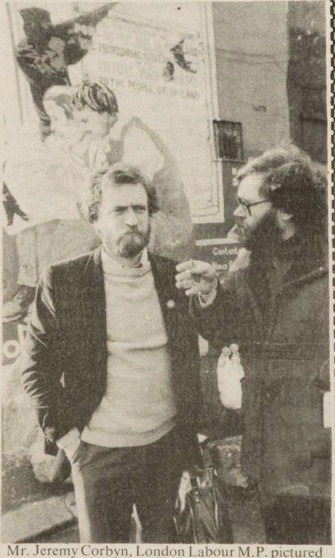 FACT-FINDING VISIT: British Labour Pary MP Jeremy Corbyn is given a tour of the Falls Road by Sinn Féin’s Tom Hartley