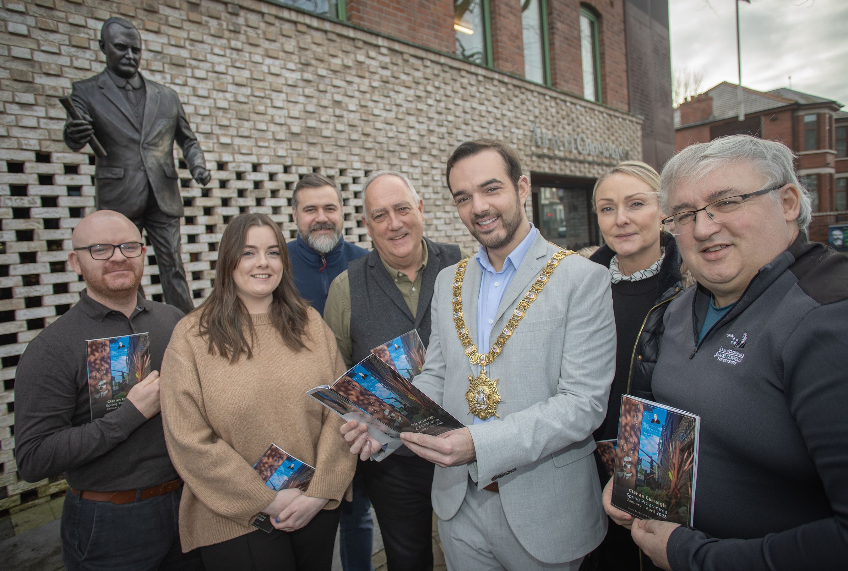 IN GOOD COMPANY: Lord Mayor Micky Murray joins the Connolly Centre team at the spring programme launch