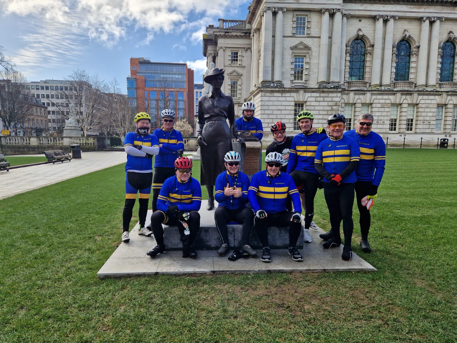 GOOD CAUSE: Members from the Kieran Doherty TD Cycling Club in the grounds of Belfast City Hall