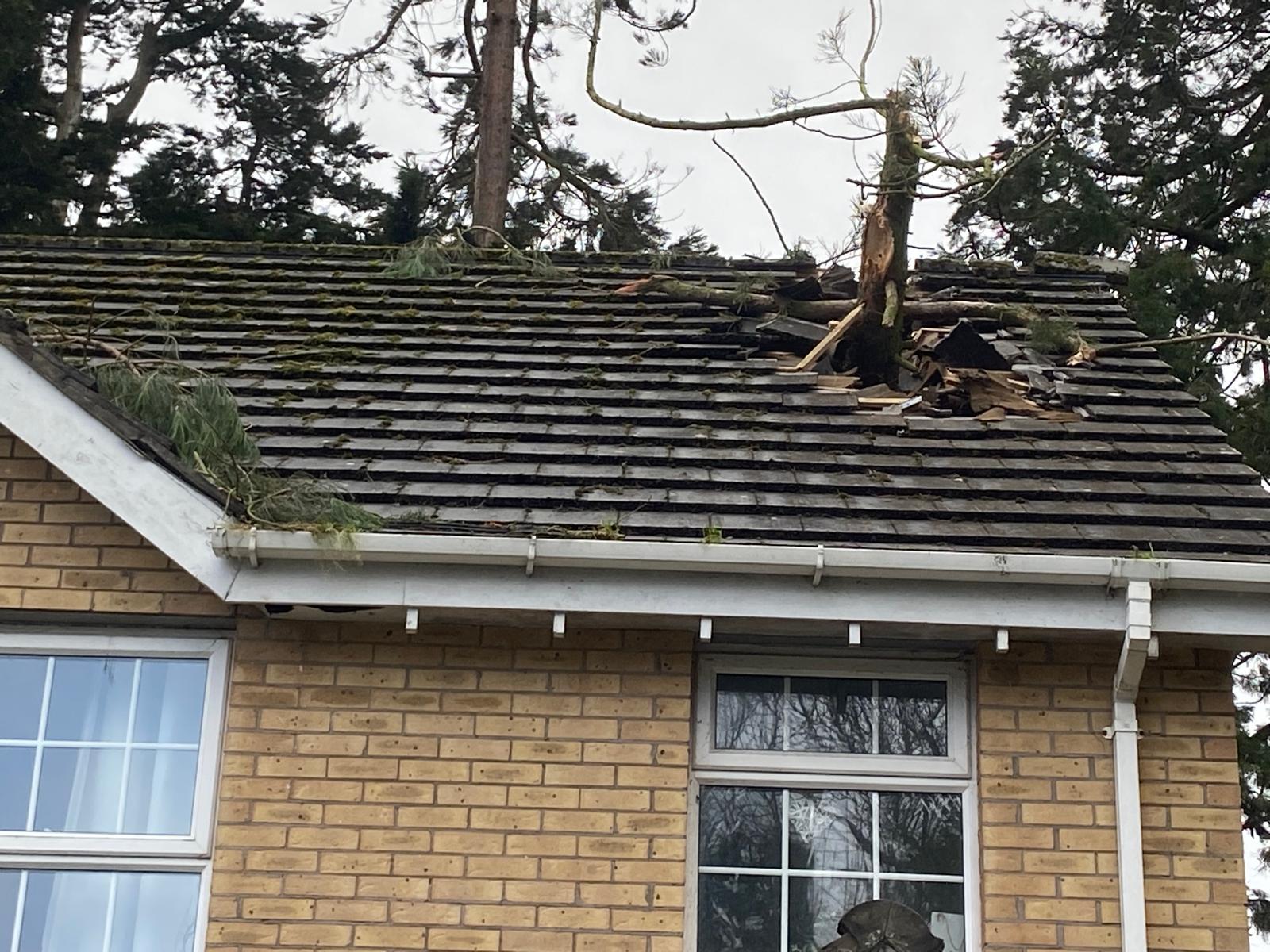 Damage to a house in Whiteabbey