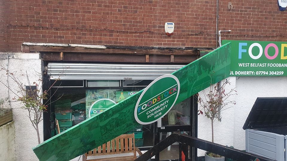 STORM DAMAGE: The Foodstock food bank on the Andersonstown Road