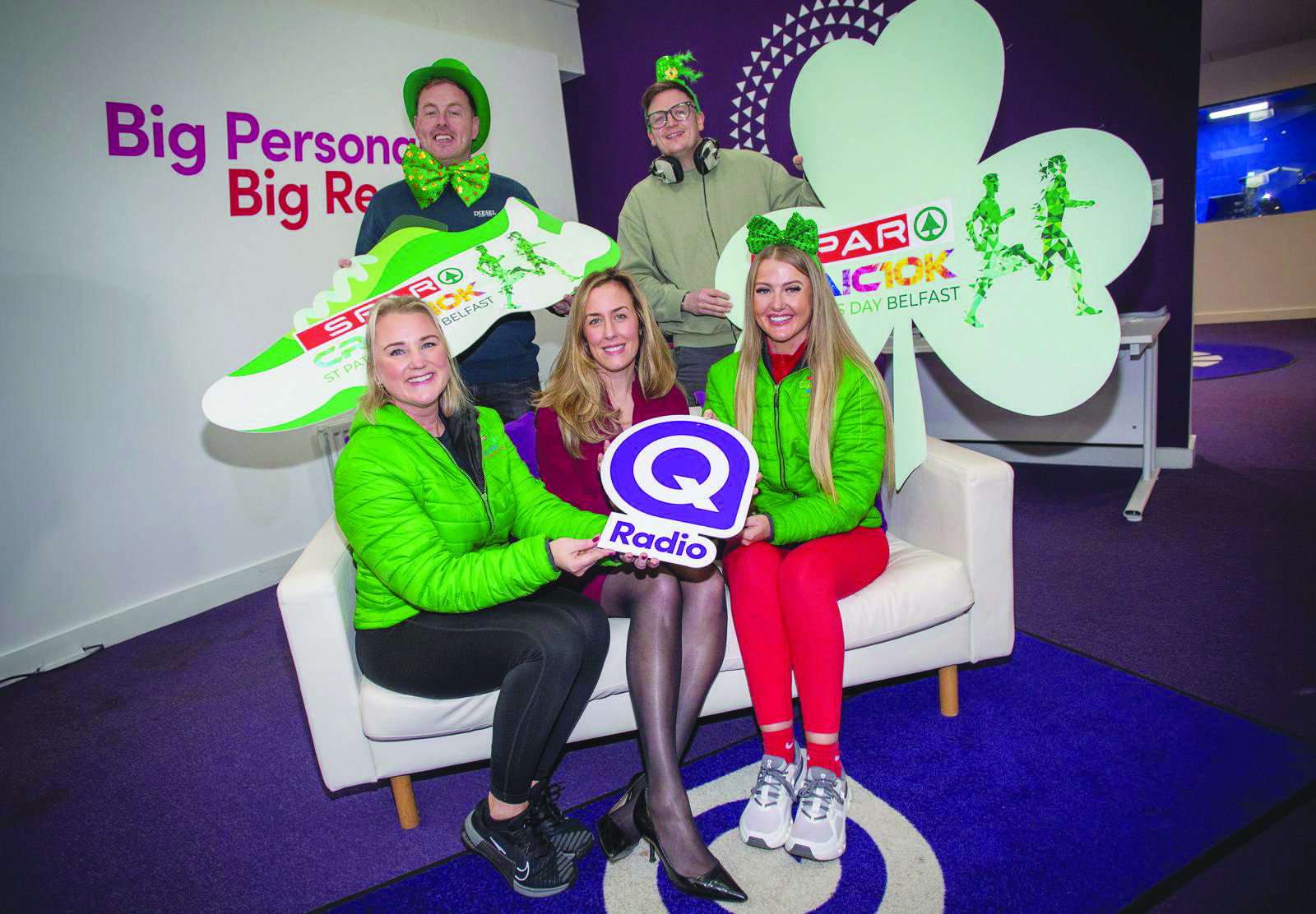 Andrew Ryan and Connor Brennan, Breakfast Presenters at Q Radio; Connla McCann, Director SPAR Craic10k; Annette McManus, Chief Marketing Officer, IntoMedia Group; and Amy Dickinson, Events Coordinator, SPAR Craic10k