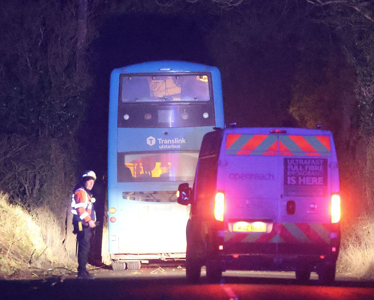 COLLISION: The scene on the Glenavy Road 