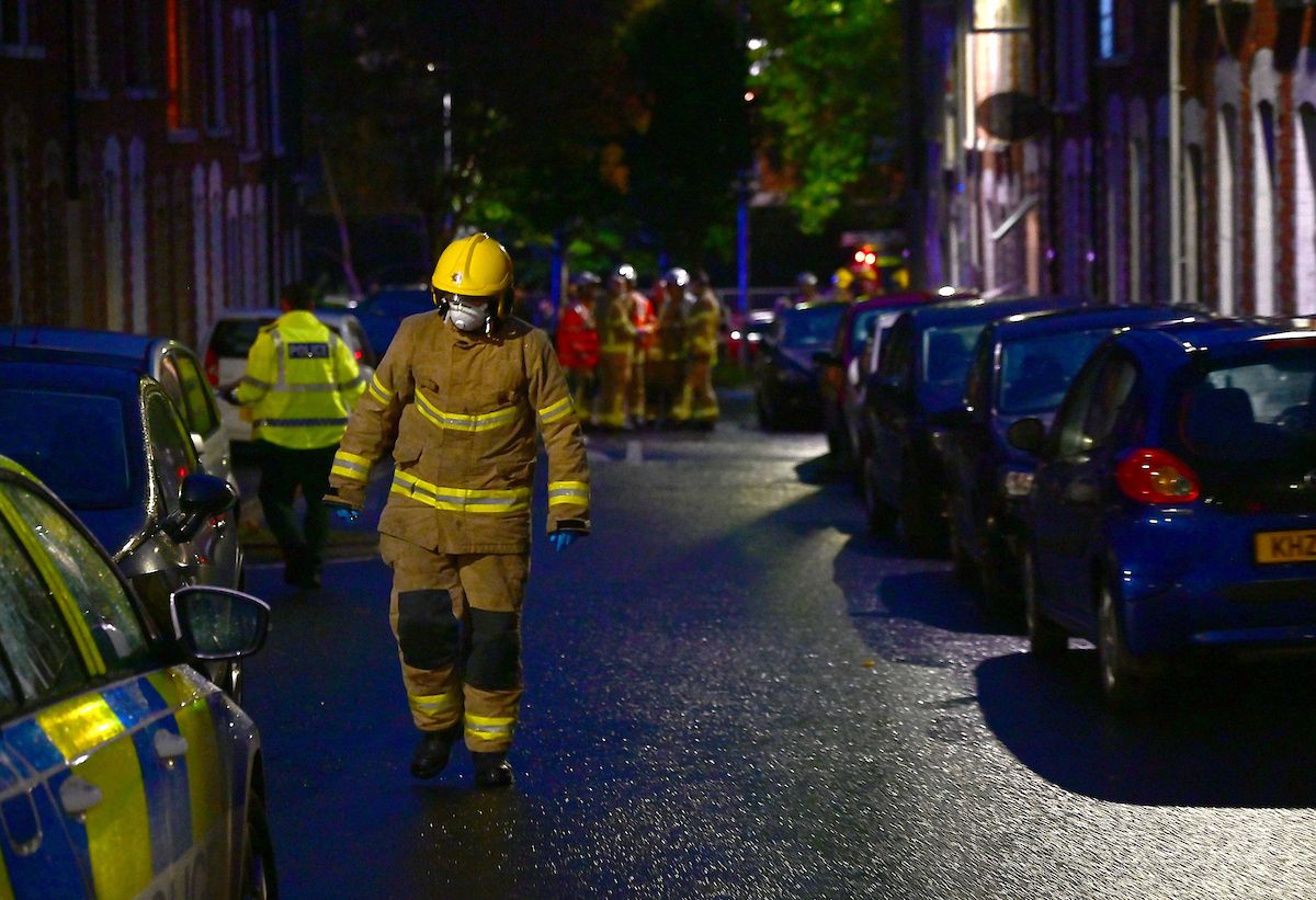 CAPTION: Emergency services in Damascus Street last night