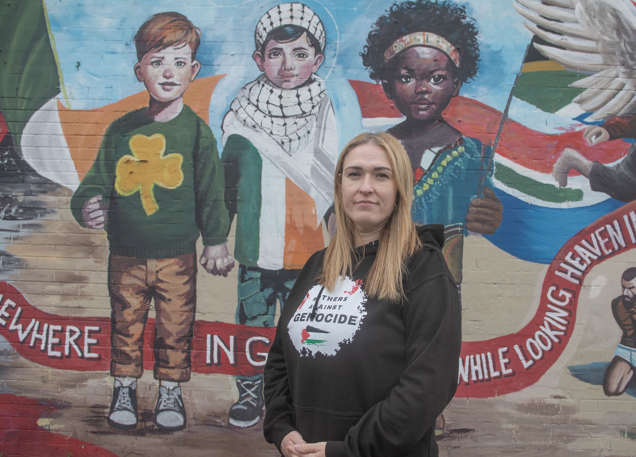 INVITE: Nuala Ní Scolláin from Mothers Against Genocide at the International Wall which is one of the gathering points for the protest