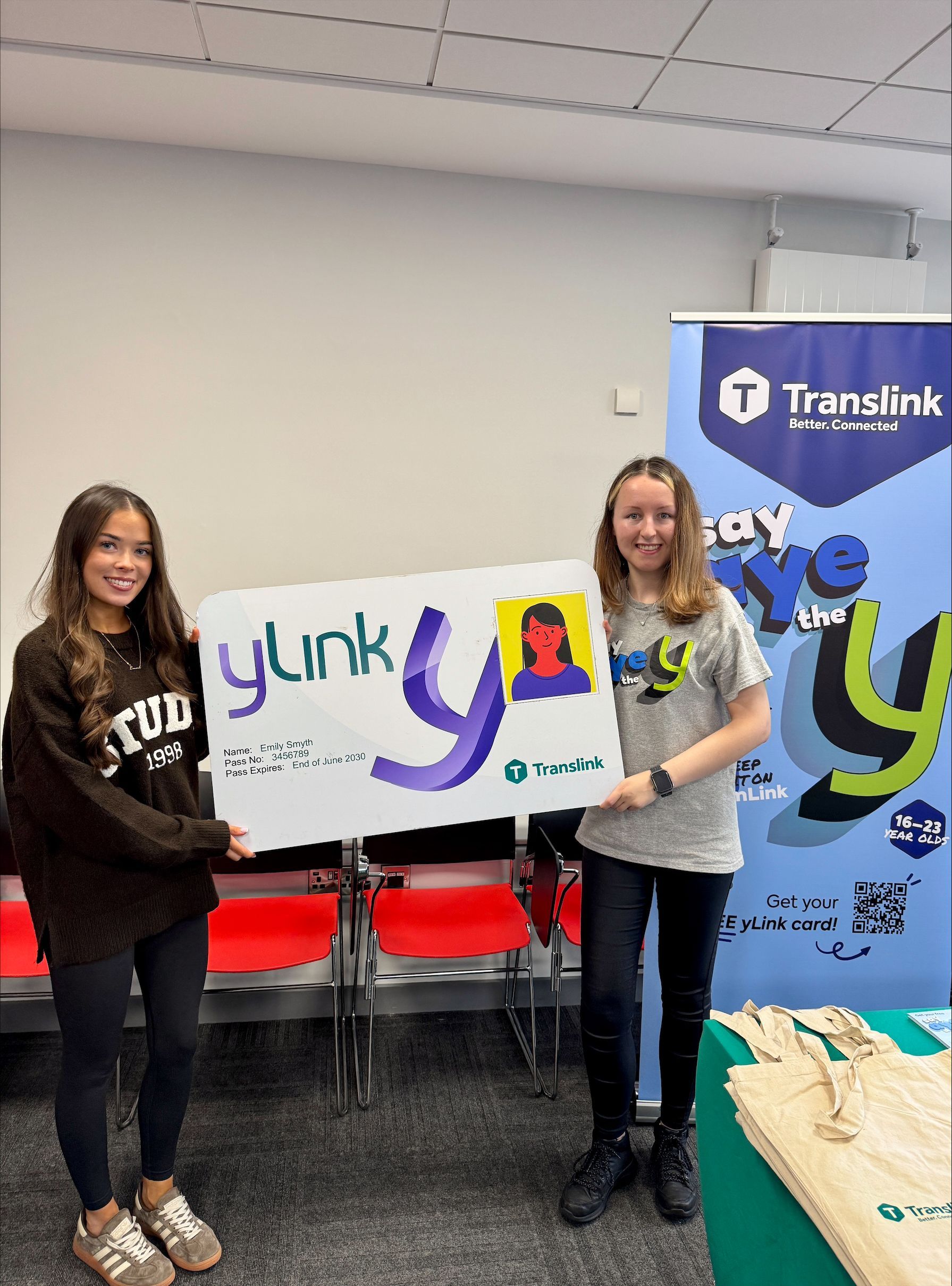SUPPORT: Team Translink with Emma from St Mary’s University College hearing the many benefits of Translink’s yLink card