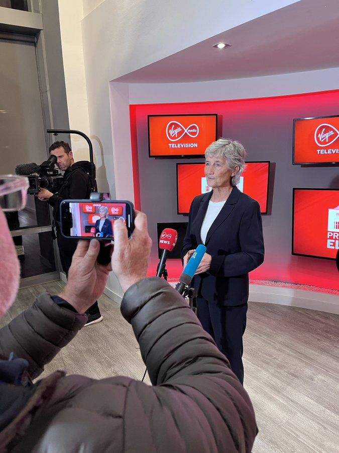 BELIEVER: Catherine Connolly at Virgin TV after the first of the Presidential debates