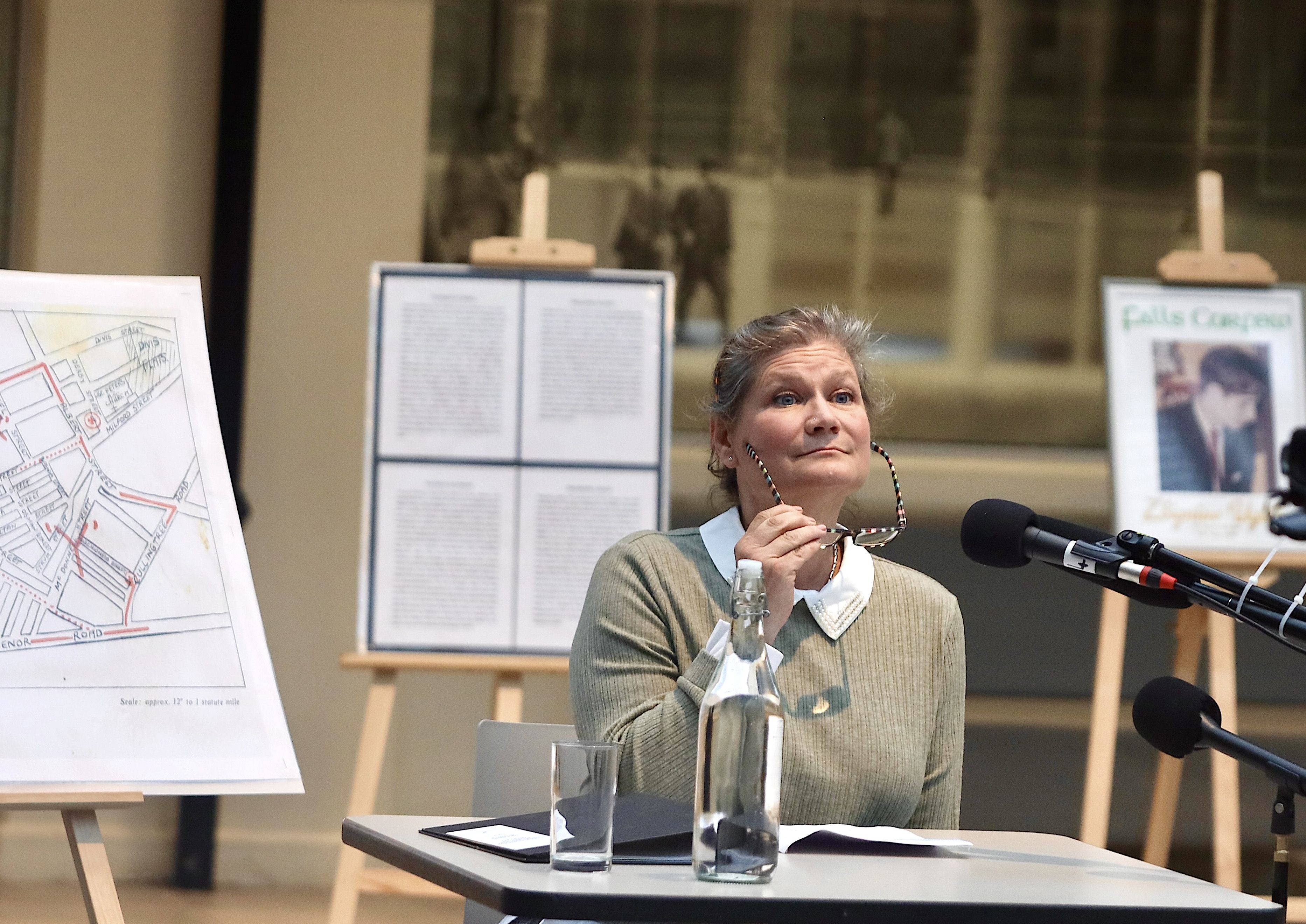 CONTRIBUTION: Marta Riehle-Stern, niece of Zbigniew Uglik, speaking during the Independent Panel of Inquiry into the Falls Curfew