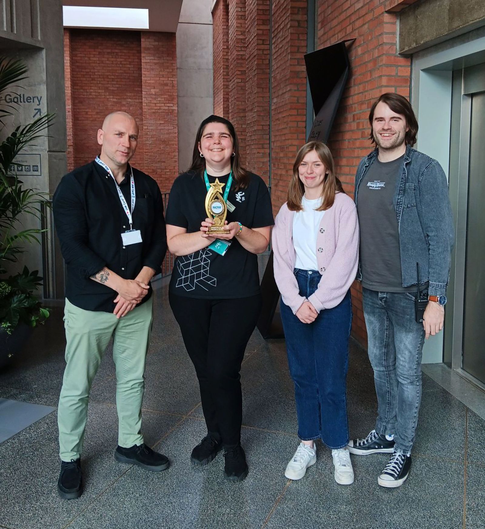 Left to right, Michael McAlister (NOW Group), Mavoureen McLarnon, Bronagh Crossey (MAC), and Michael Stewart (MAC)