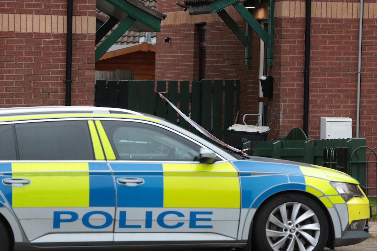MURDER INVESTIGATION: Police at the scene in the Old Mill Drive area of Newtownabbey