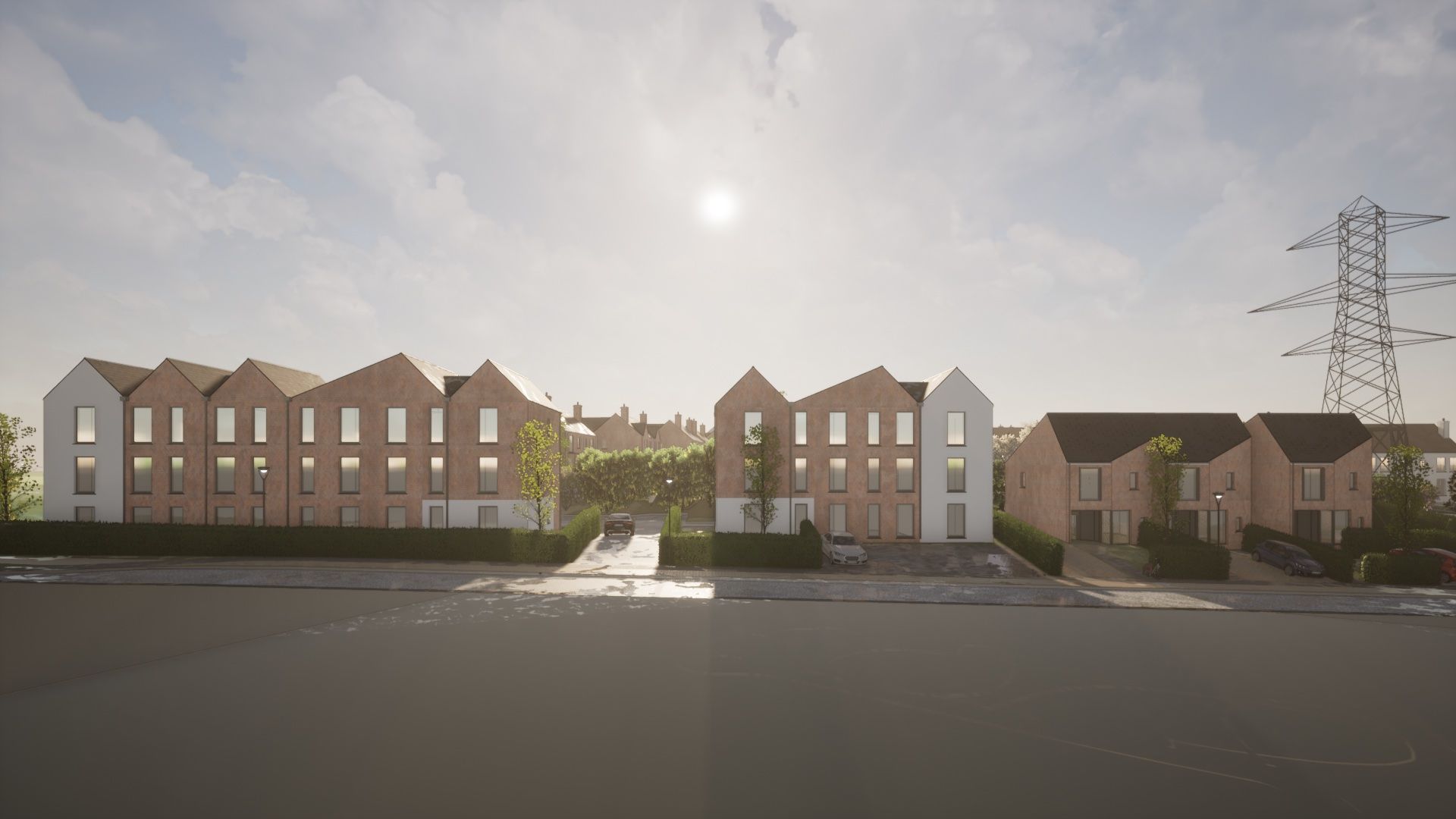 A CGI image of the development of 94 new homes on land between Finaghy Road North and Blacks Road.