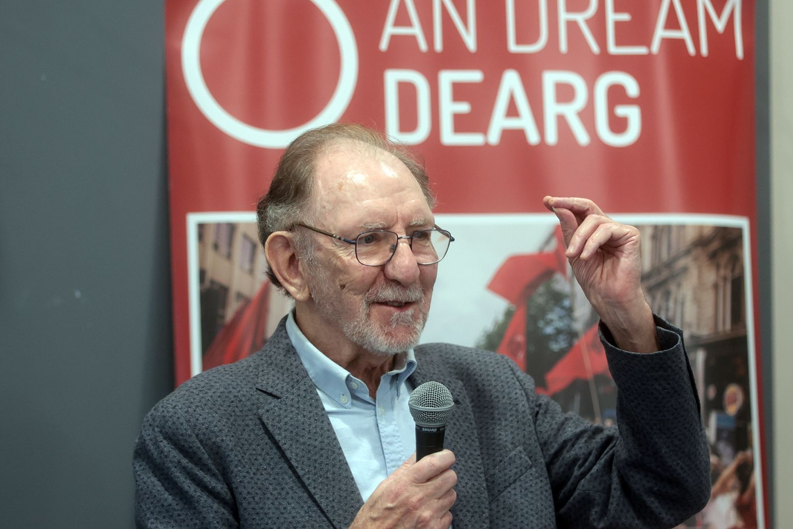 TAKING PLACE: Veteran West Belfast human rights and social justice activist Fergus Ó hÍr speaking at the launch of Féile na Carraige