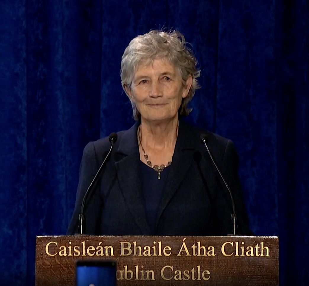 ALL CHANGE: Catherine Connolly making her victory speech at Dublin Castle