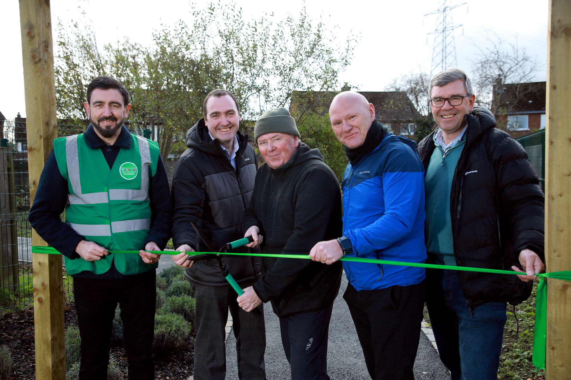GREEN SPACE: Deputy Lord Mayor Paul Doherty, Brian Rankin (Choice Housing Sustainability and Energy Manager), Aidan Crean (Local Environmentalist), Paul Maskey MP and Wilton Farrelly (Choice Group Director of Asset Services)