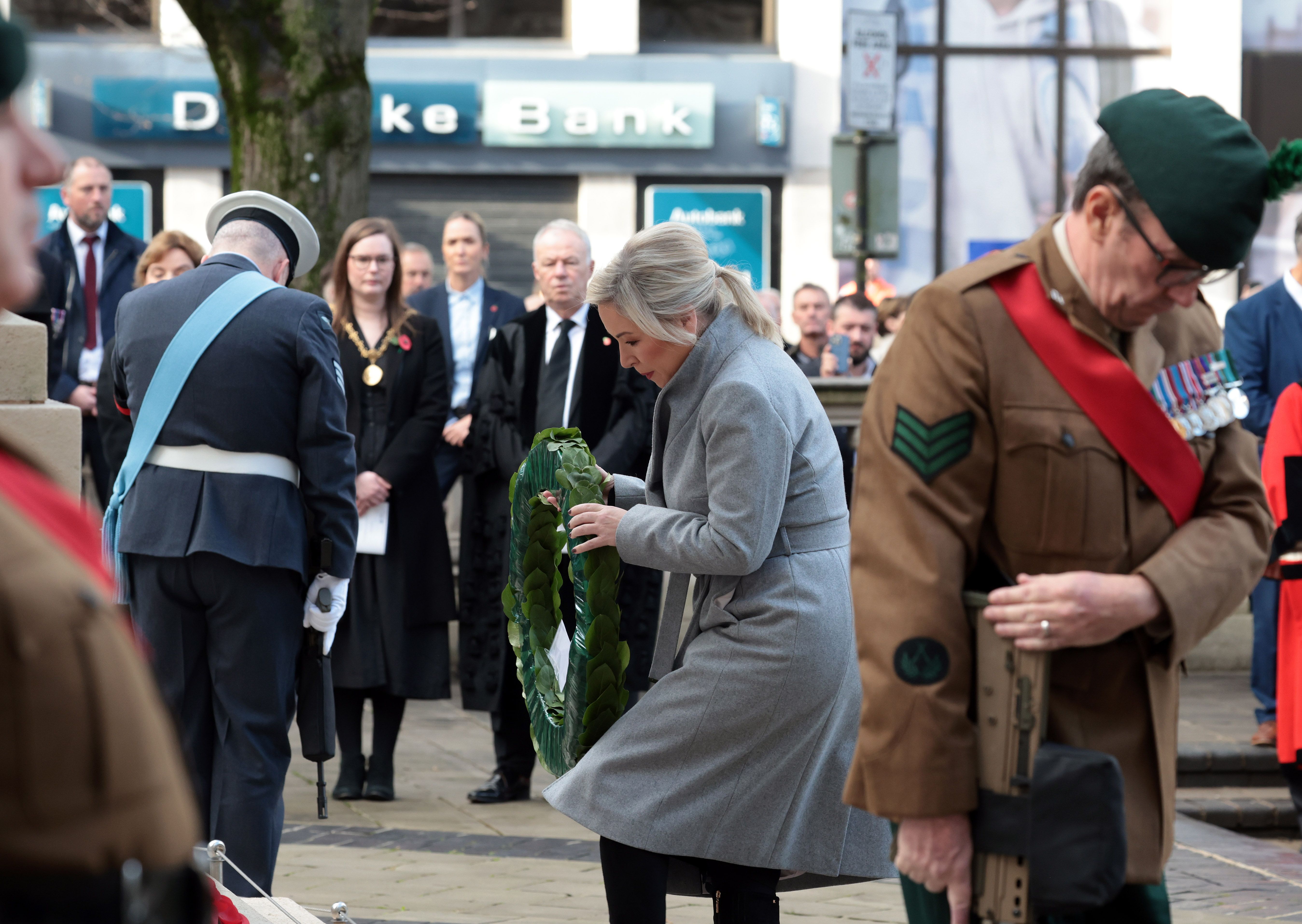CONTRAST: While the DUP were absent without leave at Dublin Castle First Minister Michelle O\'Neill pushed beyond her comfort zone at the Cenotaph in Belfast on Sunday